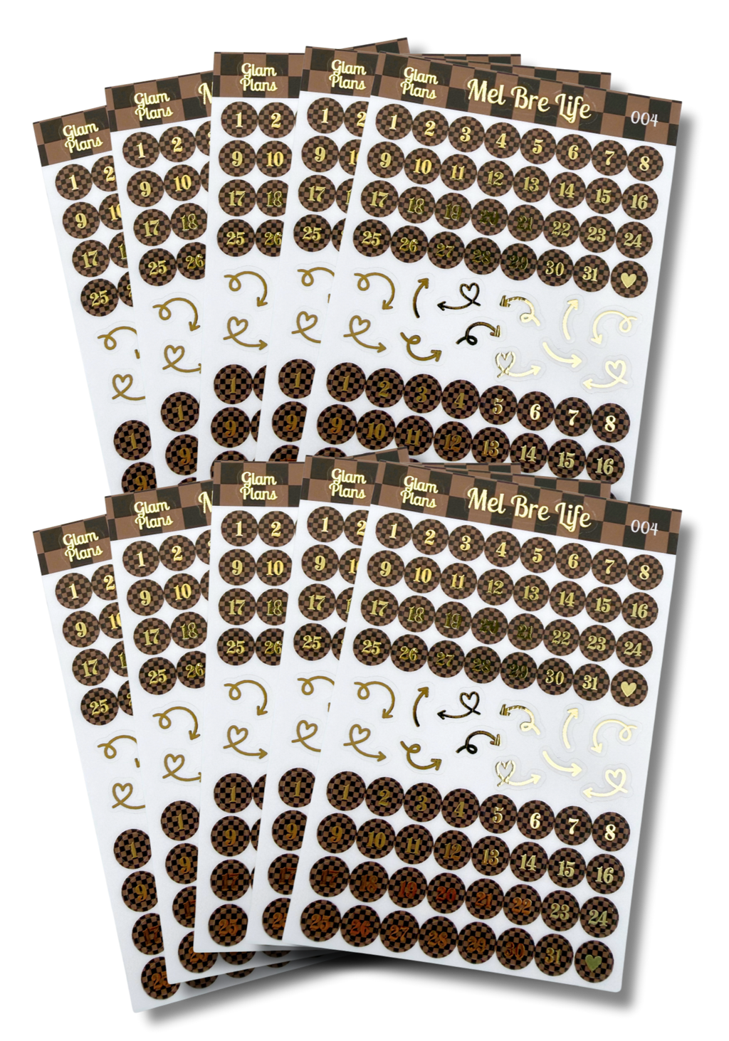 Glam Plans Days of the Week Sticker Sheet 10-Pack| Luxe Clear Matte Planner Stickers