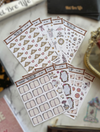 Fairytale Plans Collection featuring ten whimsical planner sticker sheets with princess, royal, reading, and fairytale-inspired designs