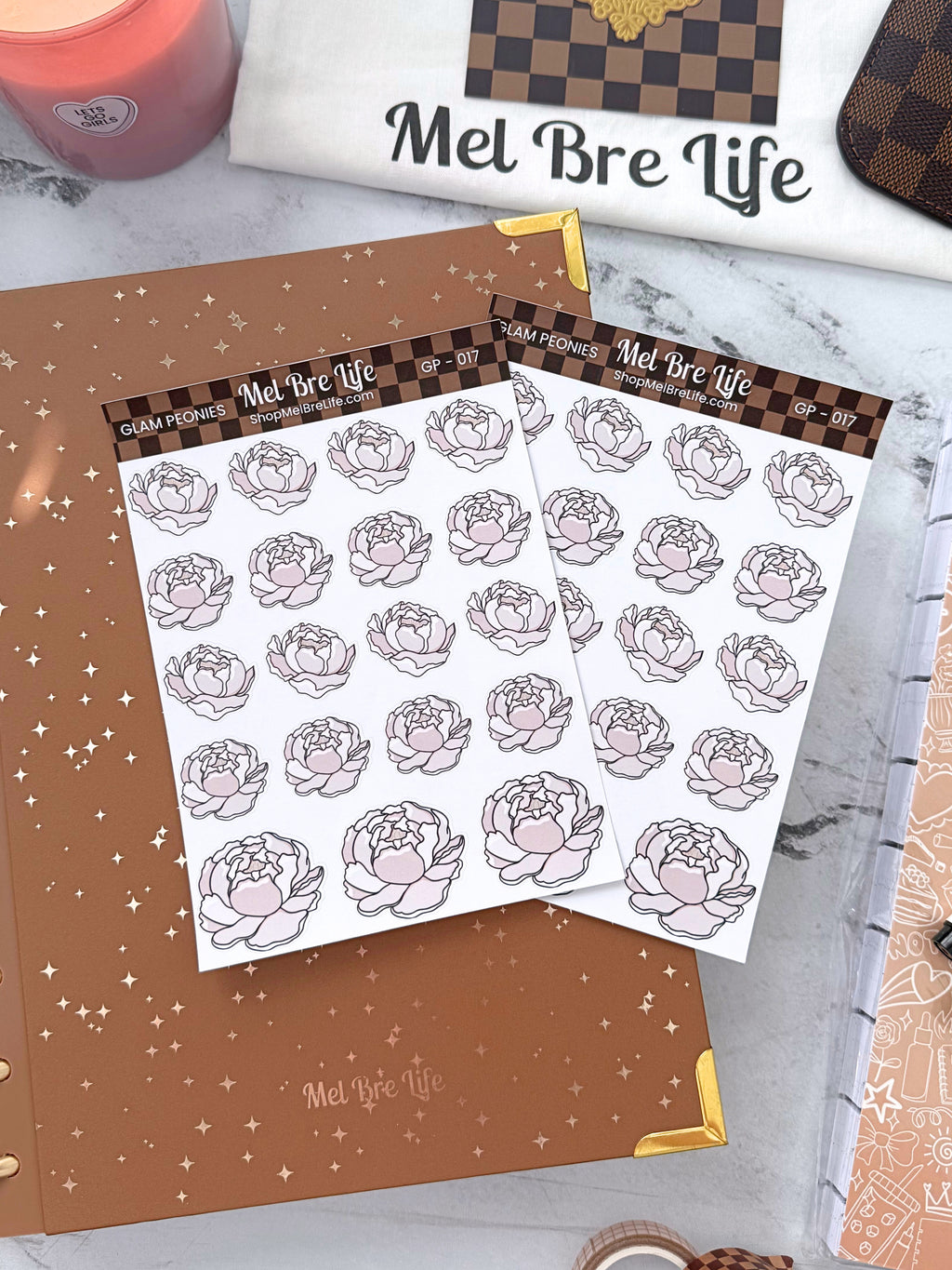 Glam Peonies Sticker Sheet | Glam Plans Collection