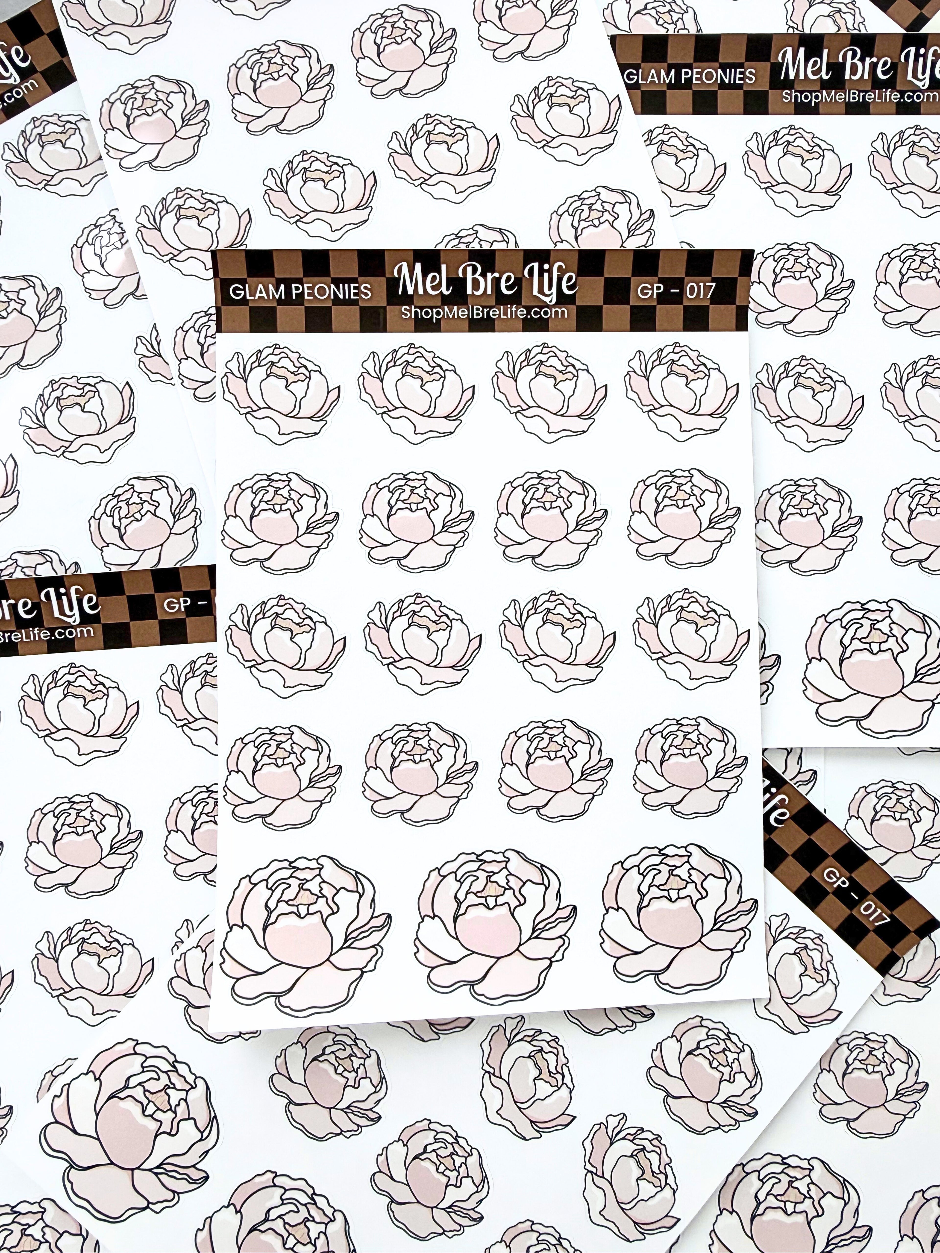 Glam Peonies Sticker Sheet | Glam Plans Collection