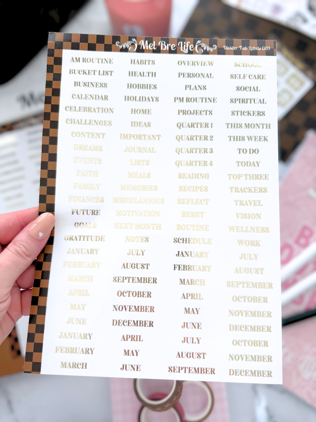 Discontinued Divider Tab Labels | Glam Plans Collection