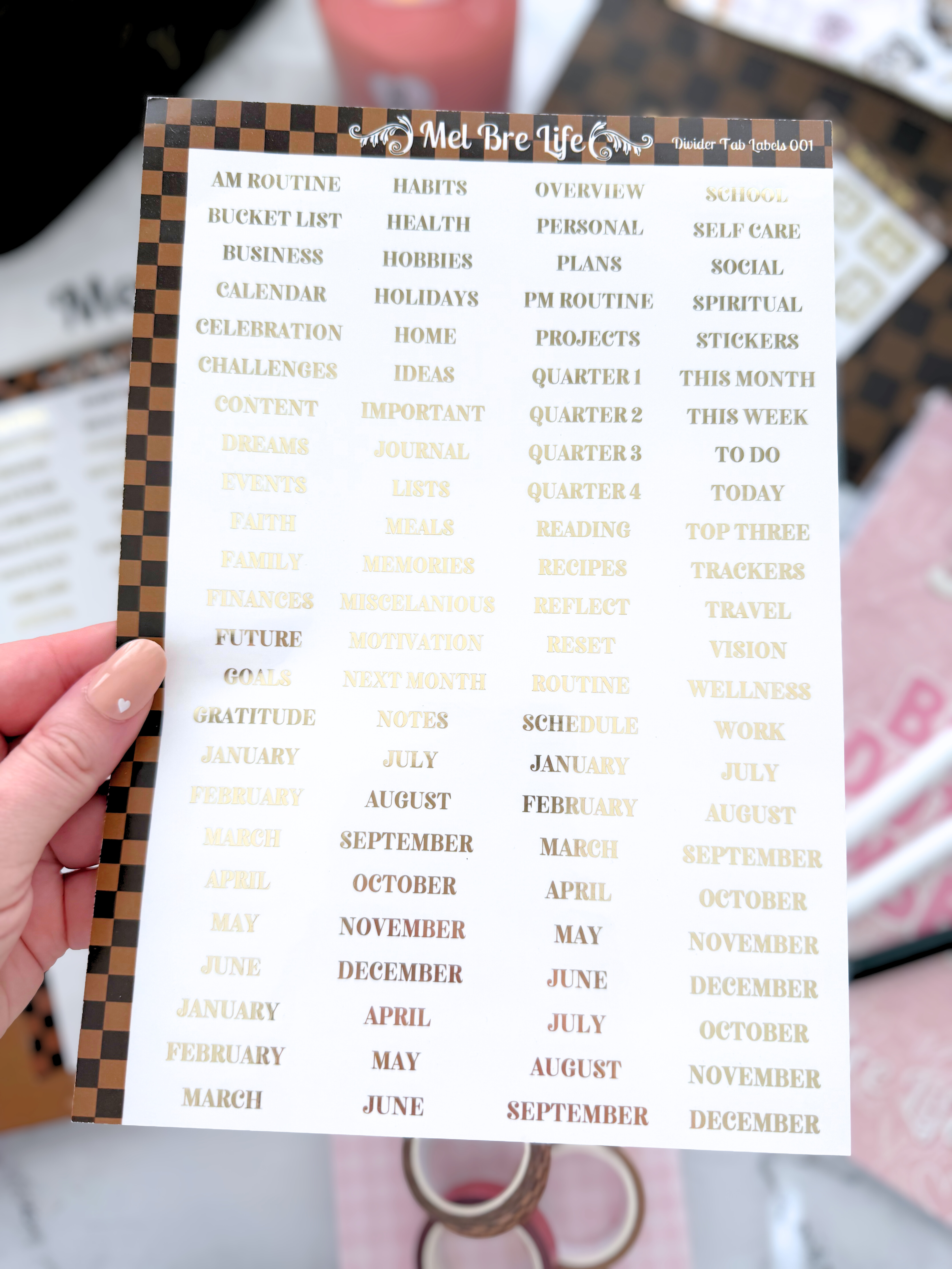 Discontinued Divider Tab Labels | Glam Plans Collection