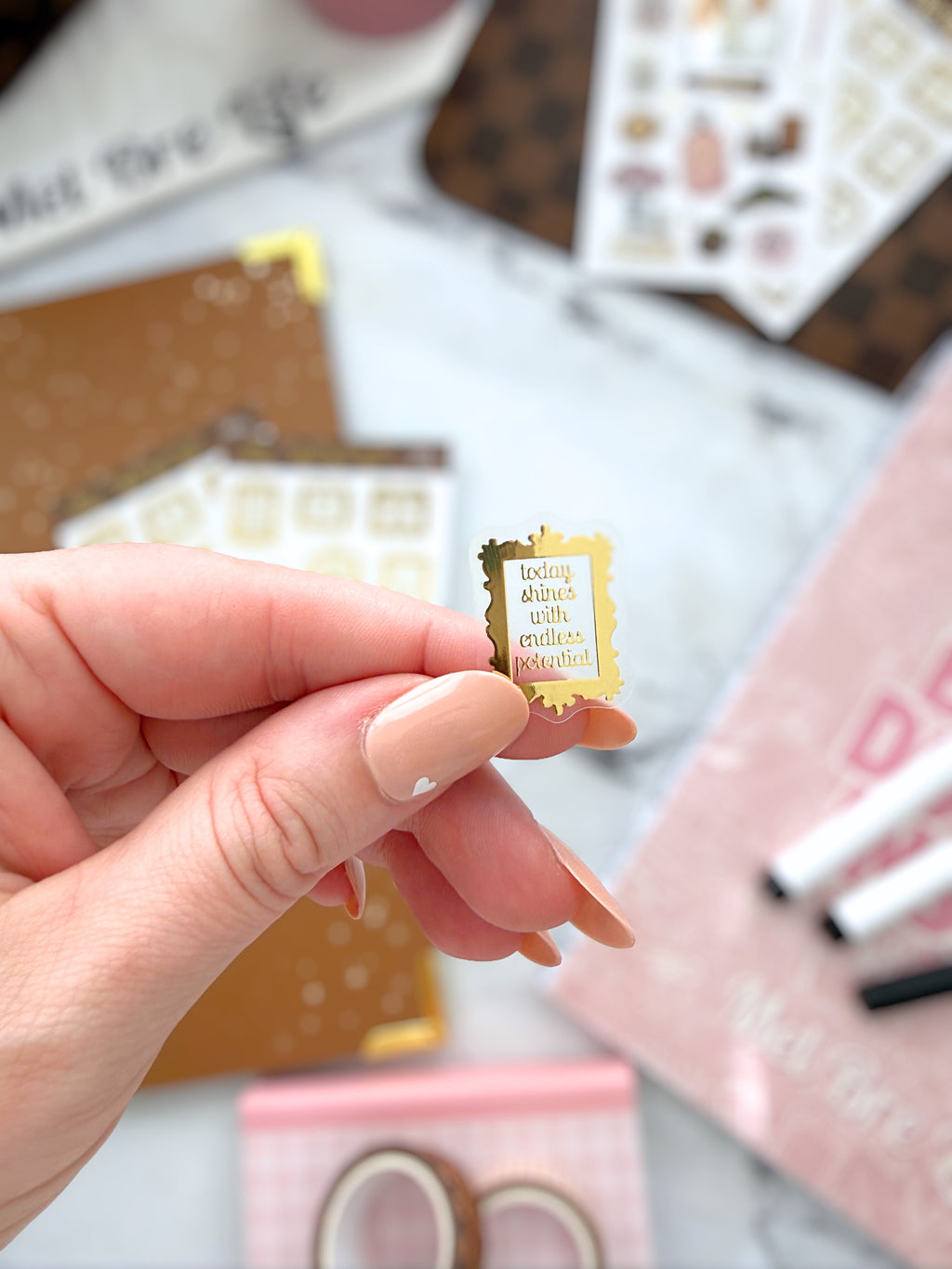 Glam Plans Affirmation Frames Mini Sheet | Luxe Clear Matte Planner Stickers