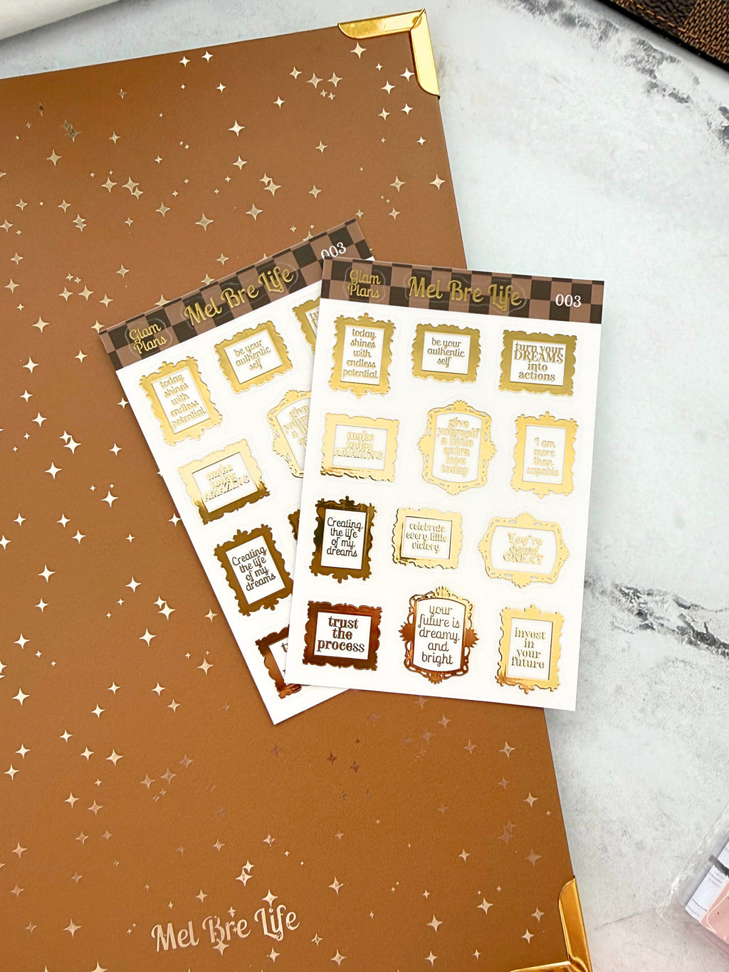 Glam Plans Affirmation Frames Mini Sheet | Luxe Clear Matte Planner Stickers