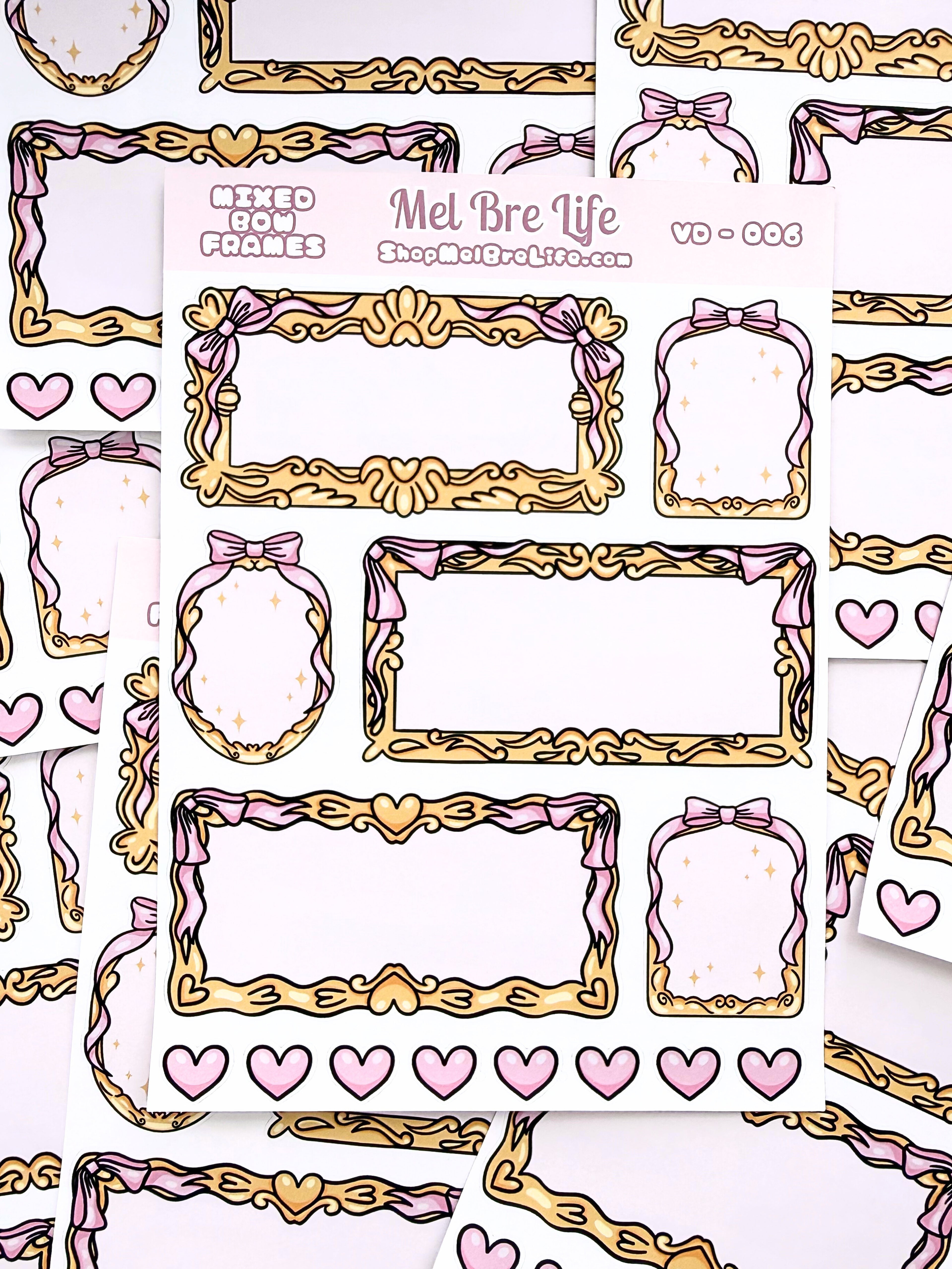 Mixed Bow Frames Sticker Sheet | Valentine’s Collection