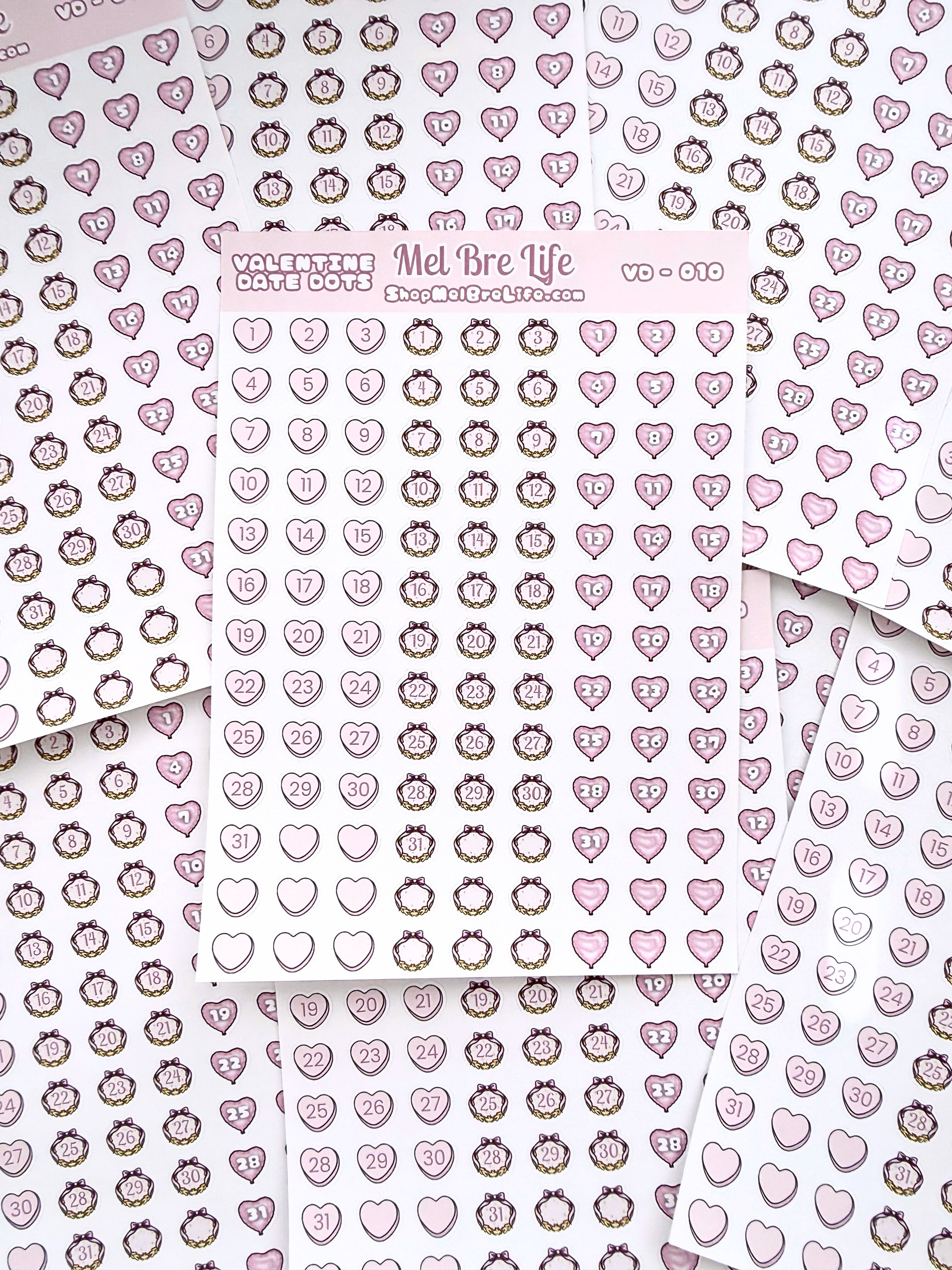 Valentine Date Dots Sticker Sheet | Valentine’s Collection