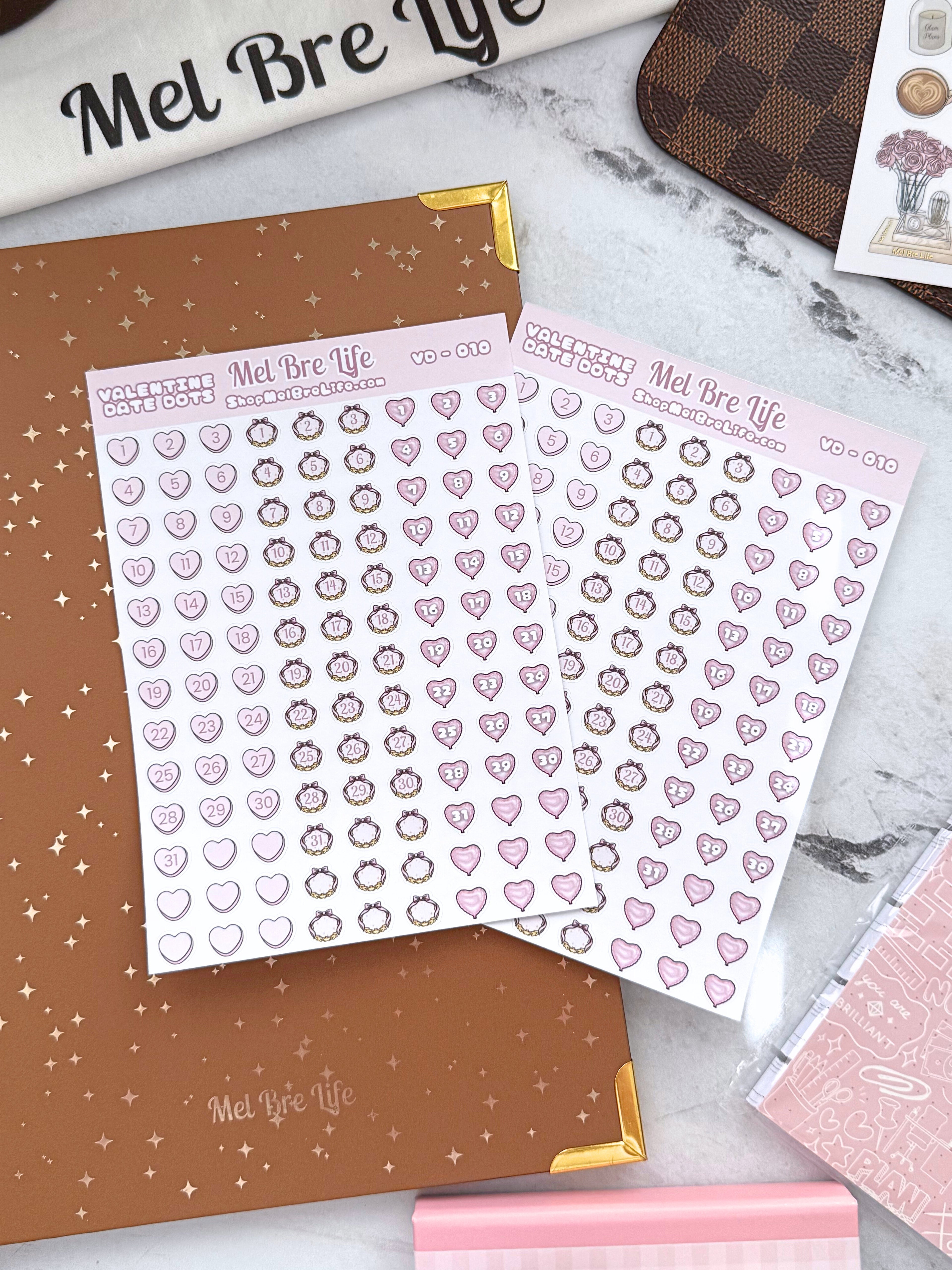 Valentine Date Dots Sticker Sheet | Valentine’s Collection