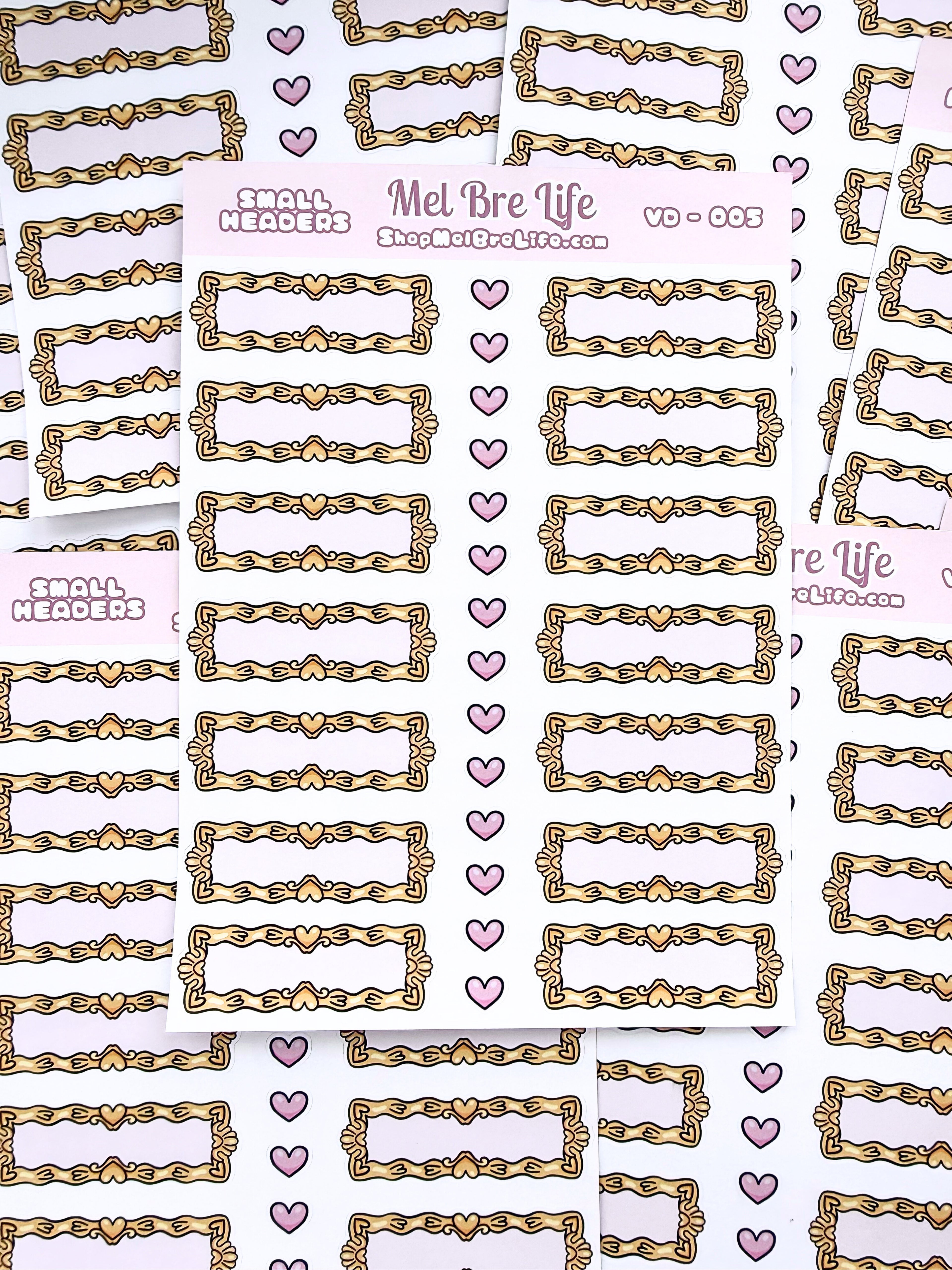 Valentine Small Headers Sticker Sheet | Valentine’s Collection