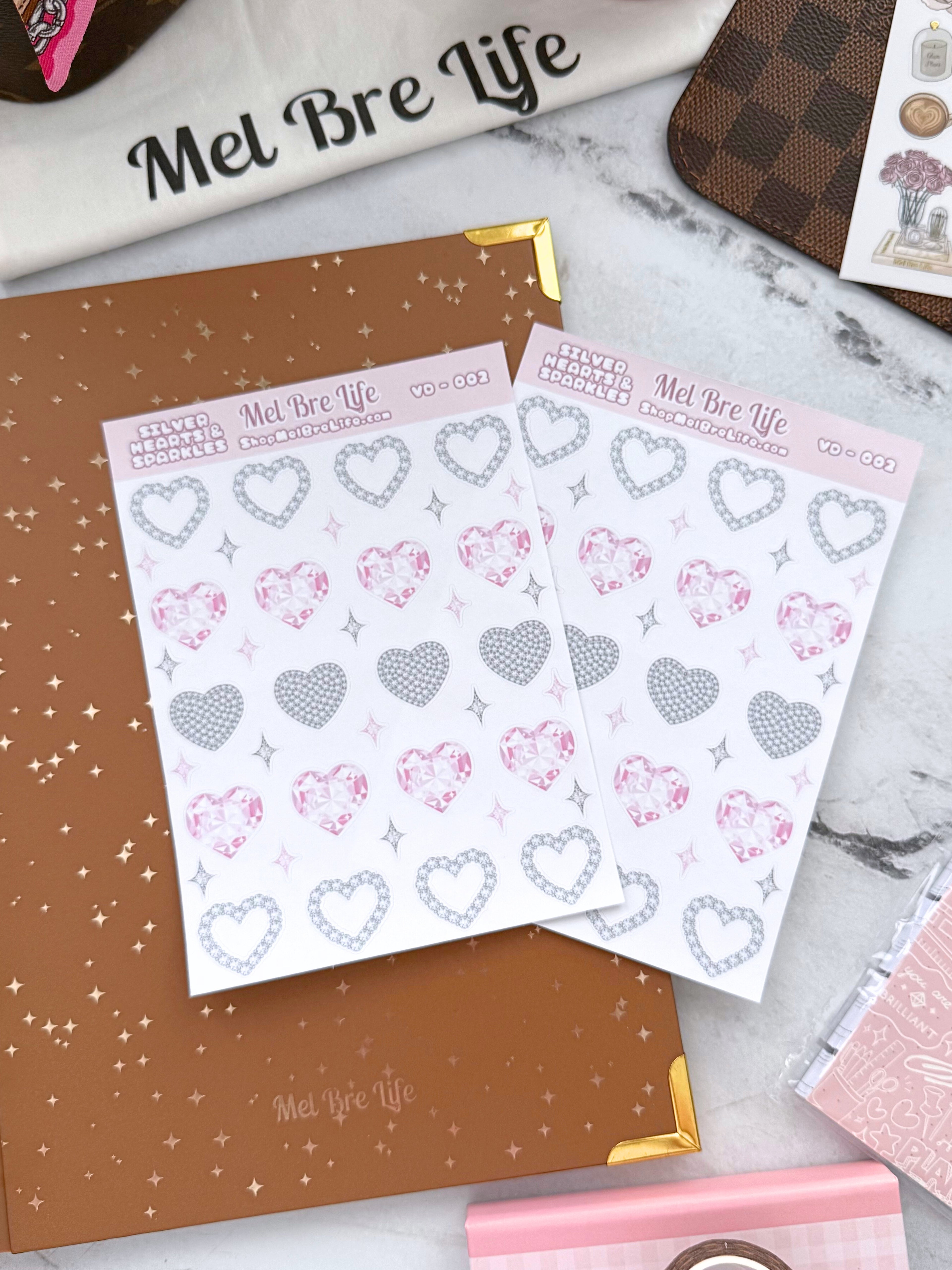 Silver Hearts & Sparkles Sticker Sheet | Valentine’s Collection