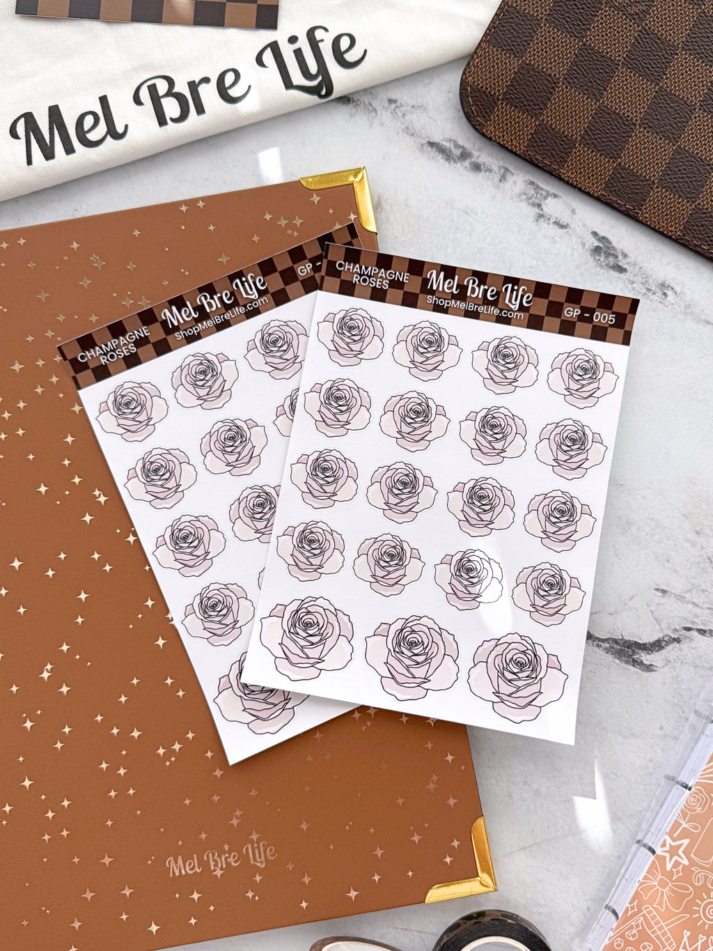 Champagne Roses Sticker Sheet | Glam Plans Collection