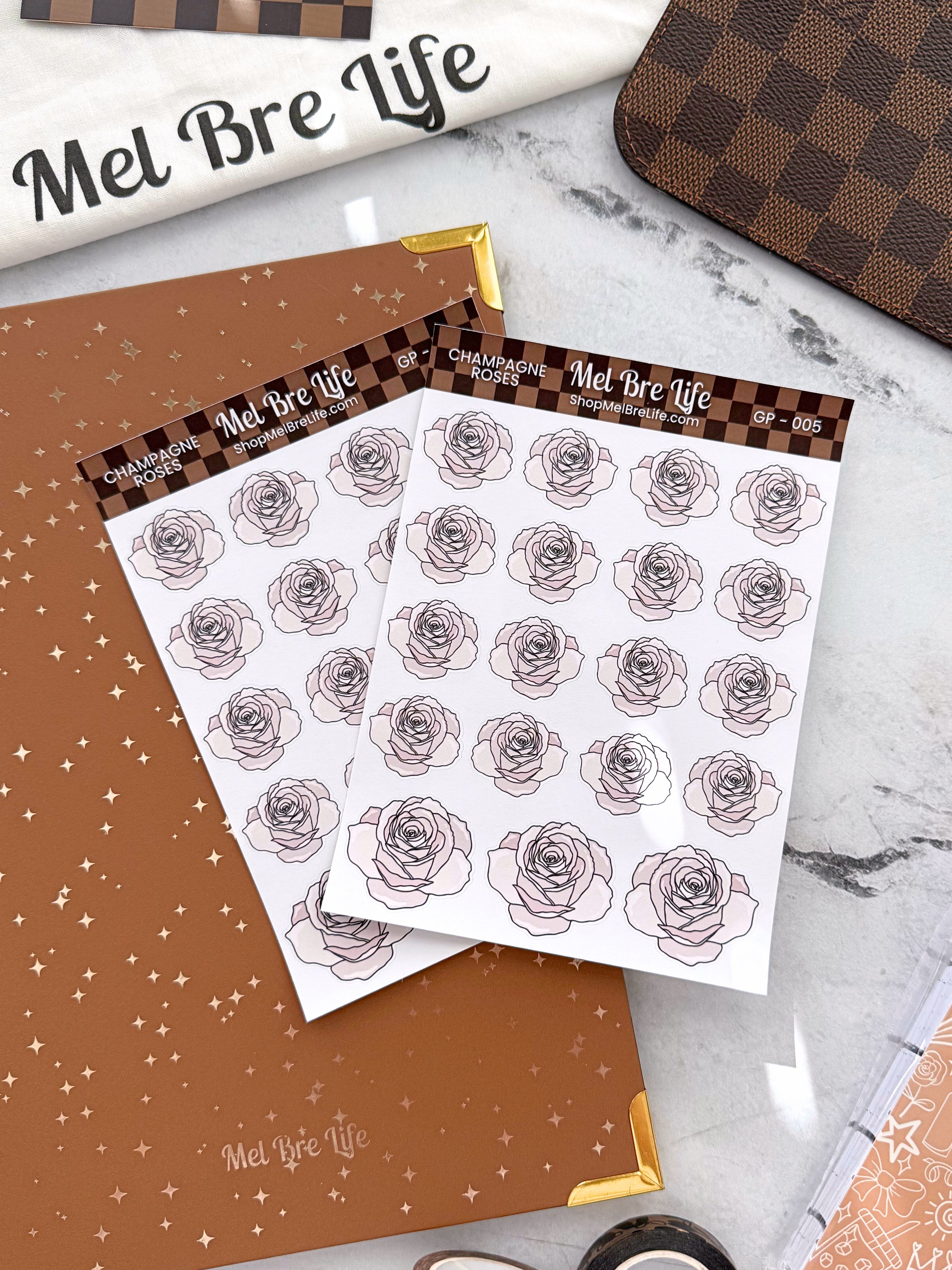 Champagne Roses Sticker Sheet | Glam Plans Collection