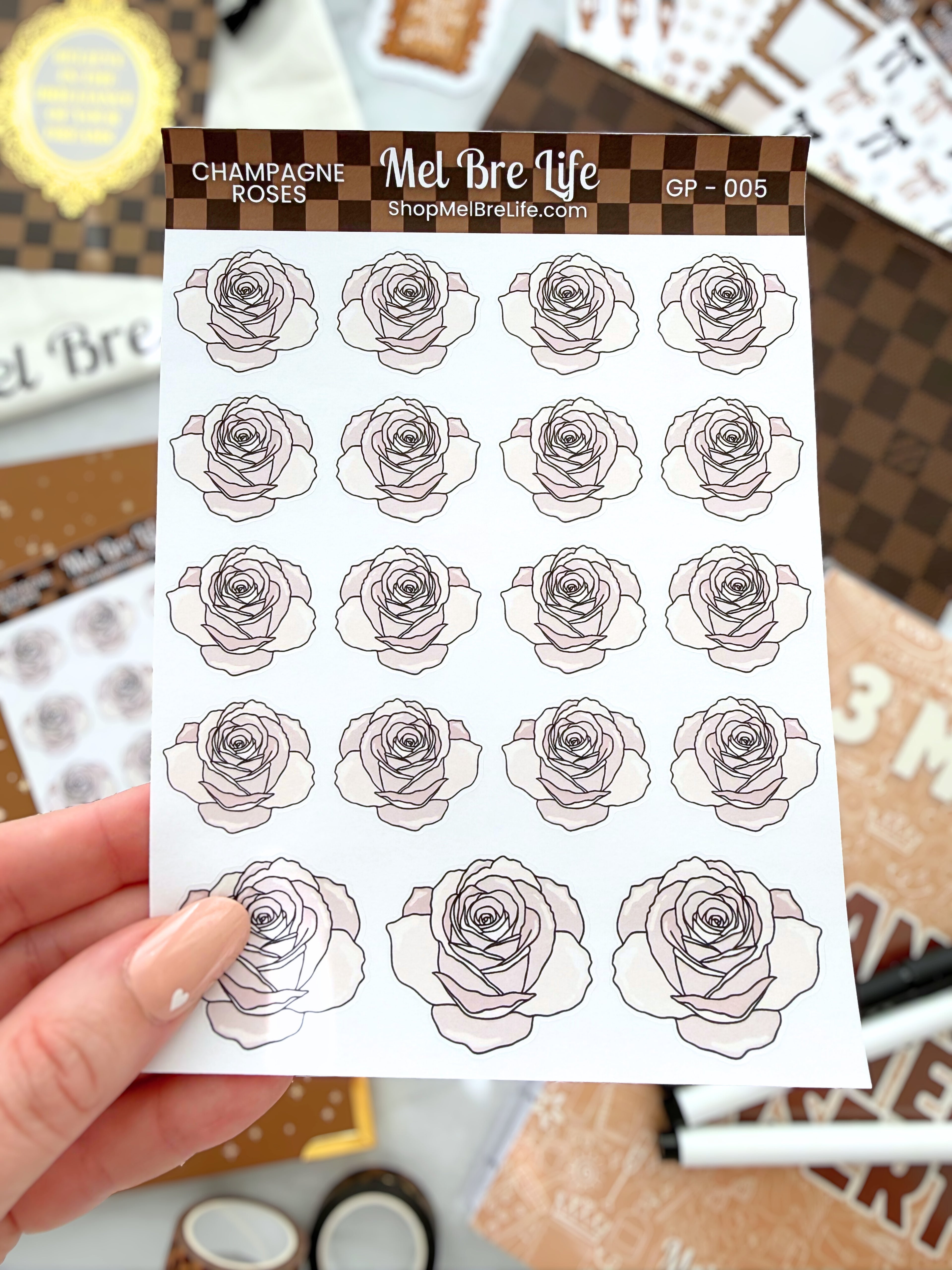 Champagne Roses Sticker Sheet | Glam Plans Collection