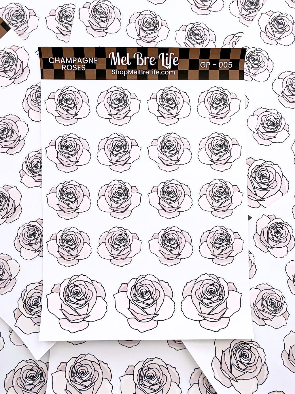 Champagne Roses Sticker Sheet | Glam Plans Collection