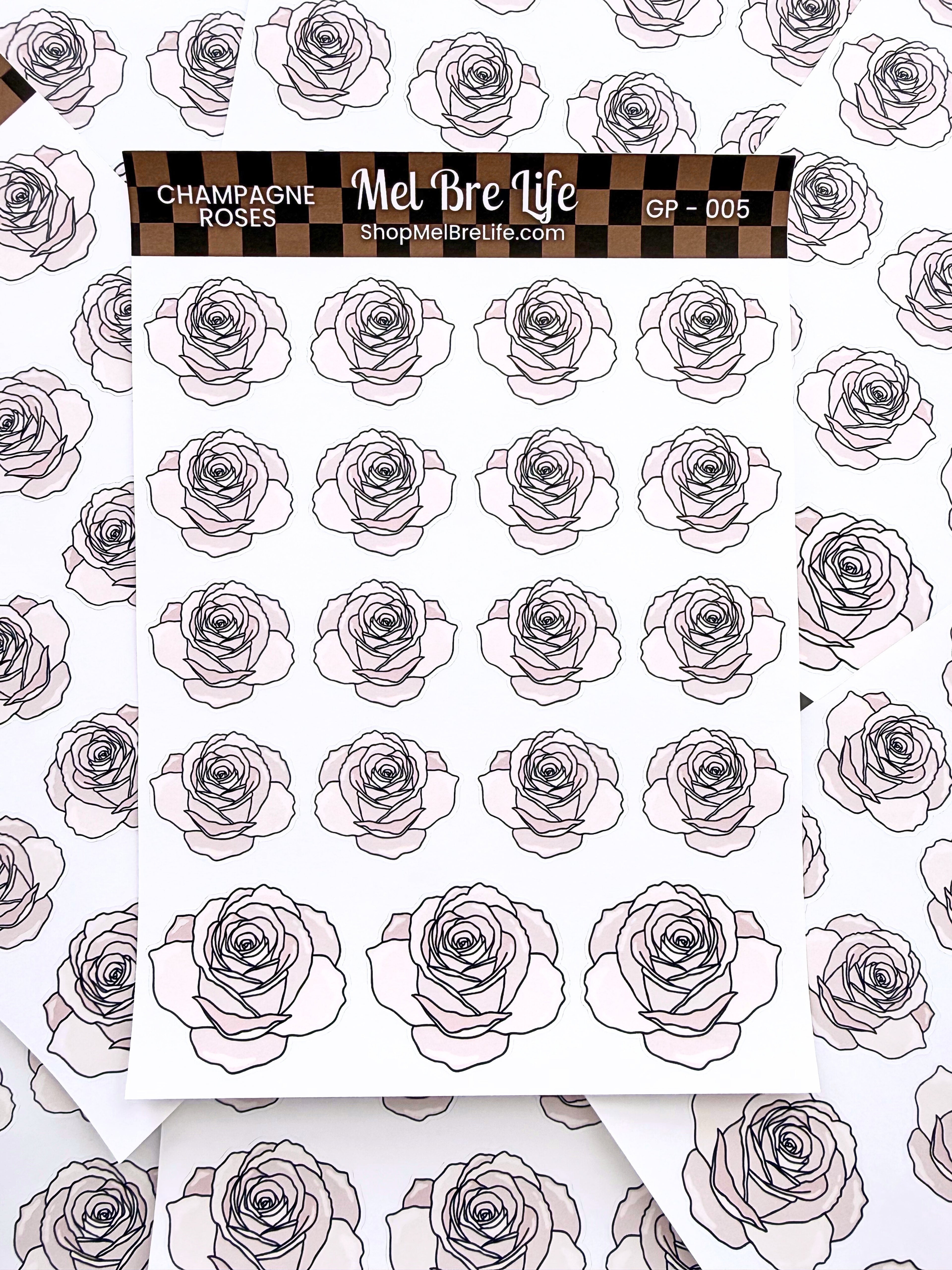 Champagne Roses Sticker Sheet | Glam Plans Collection