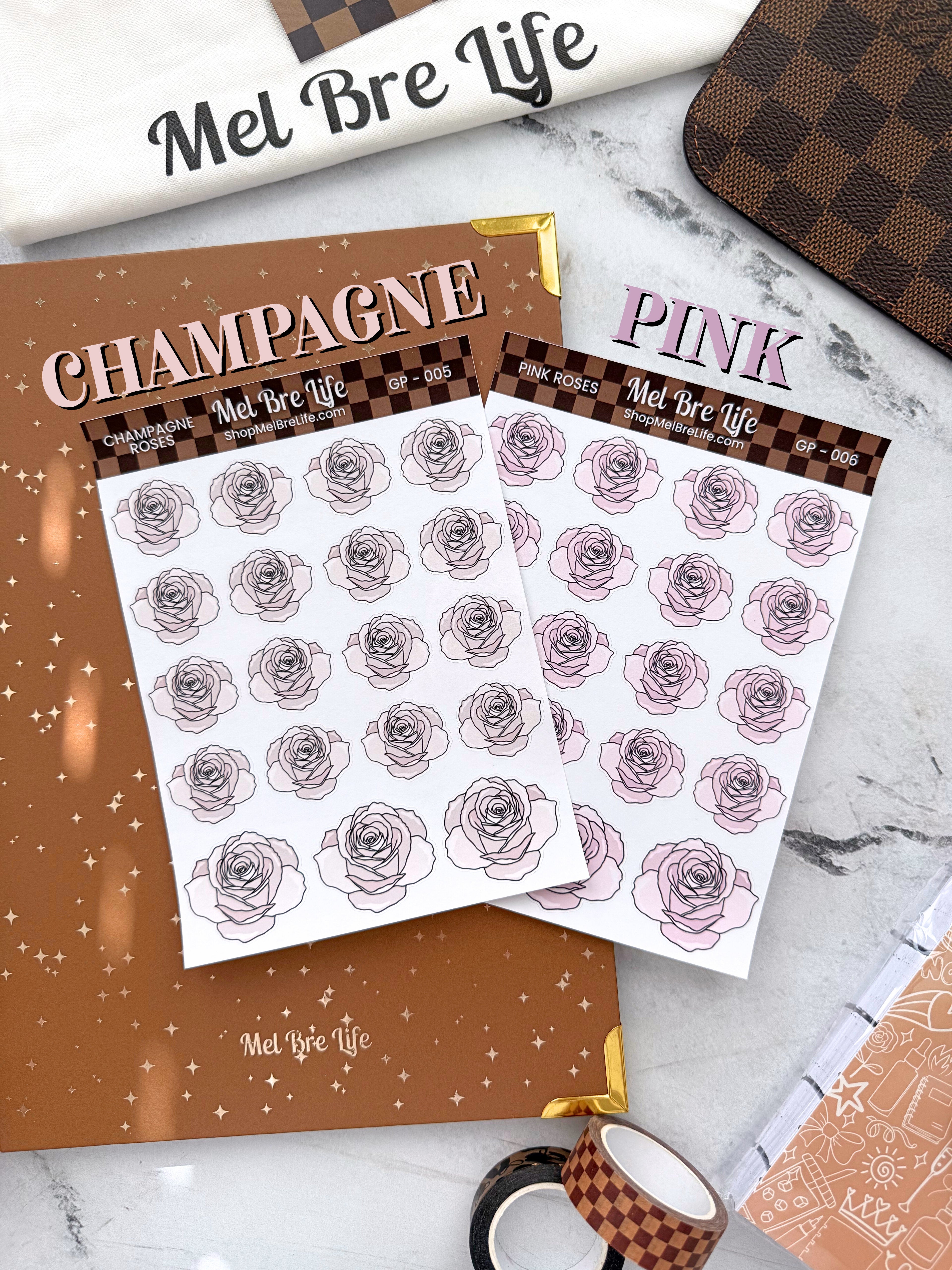 Pink Roses Sticker Sheet | Glam Plans Collection