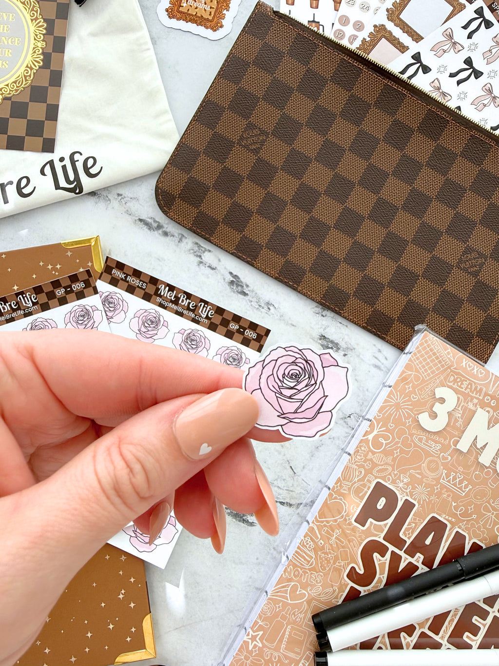 Pink Roses Sticker Sheet | Glam Plans Collection