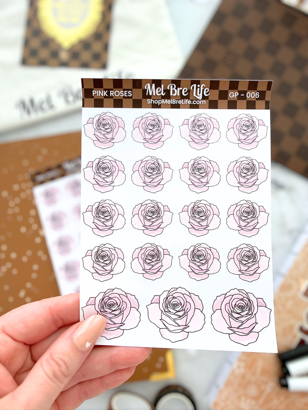 Pink Roses Sticker Sheet | Glam Plans Collection