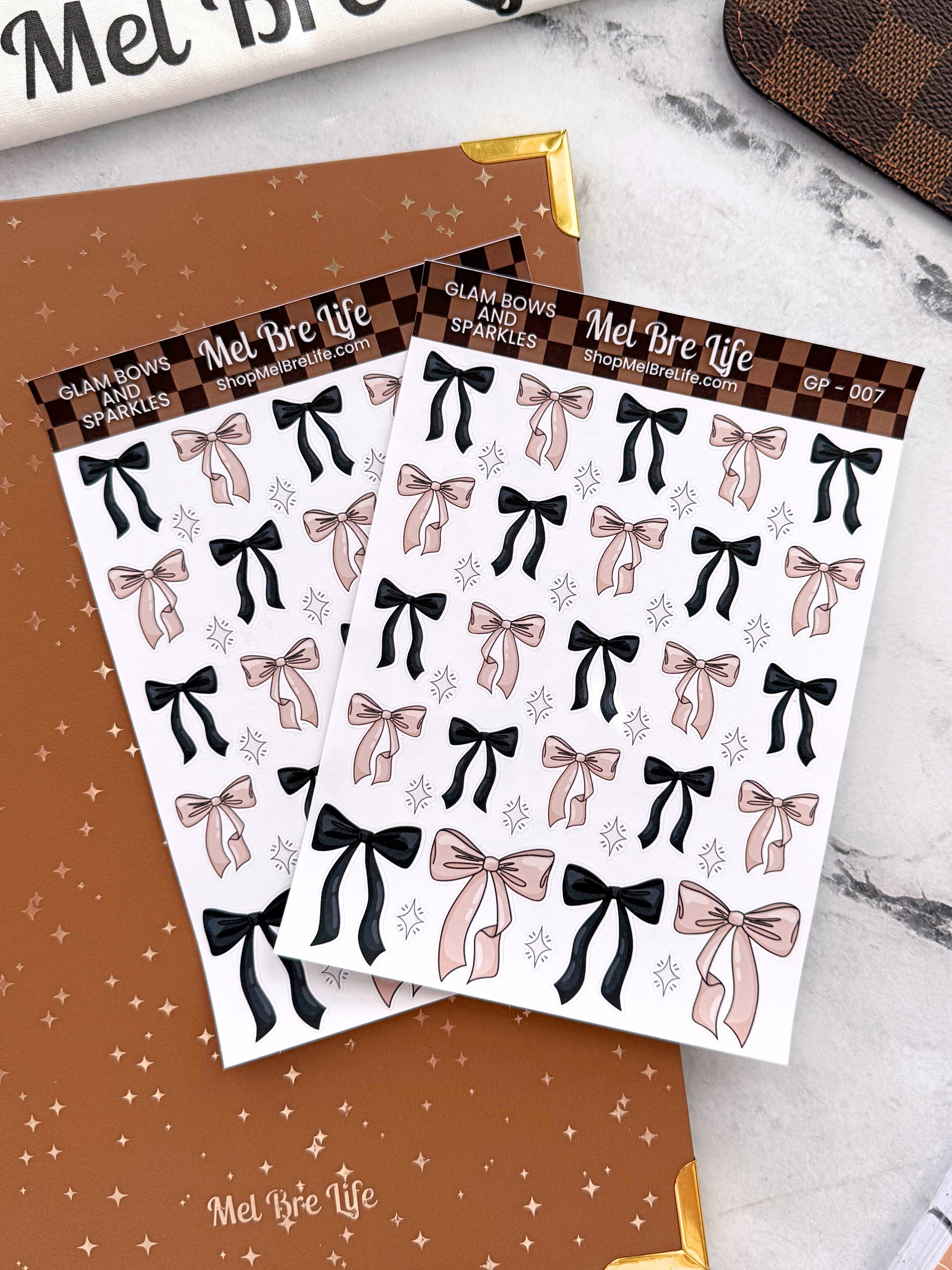 Glam Bows and Sparkles Sticker Sheet | Glam Plans Collection