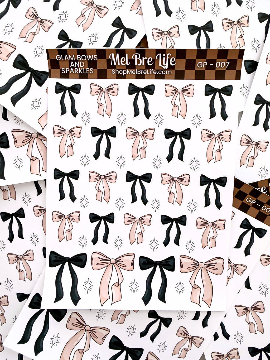 Glam Bows and Sparkles Sticker Sheet | Glam Plans Collection