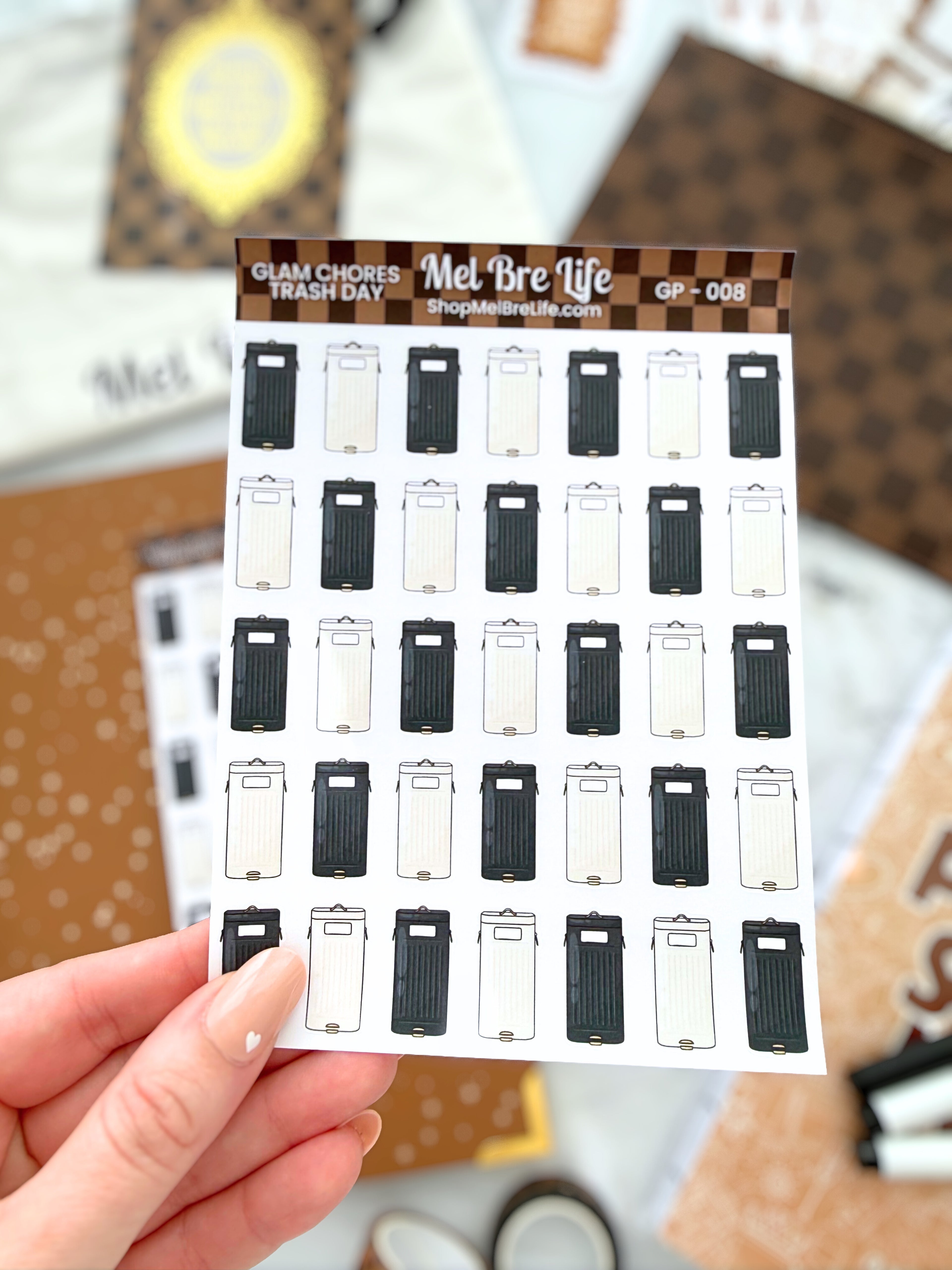 Glam Chores Trash Day Stickers | Glam Plans Collection