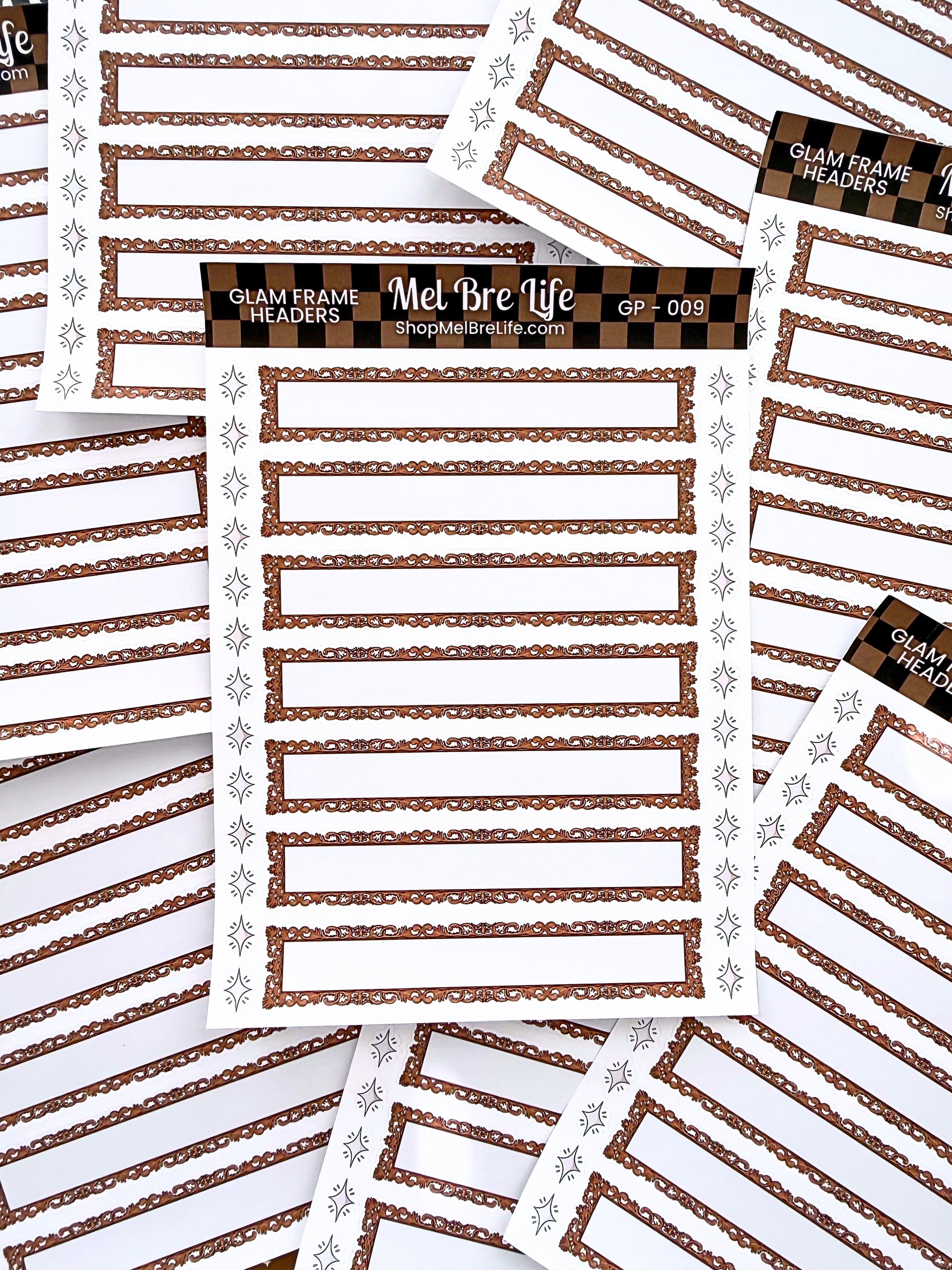 Glam Frame Headers Sticker Sheet | Glam Plans Collection