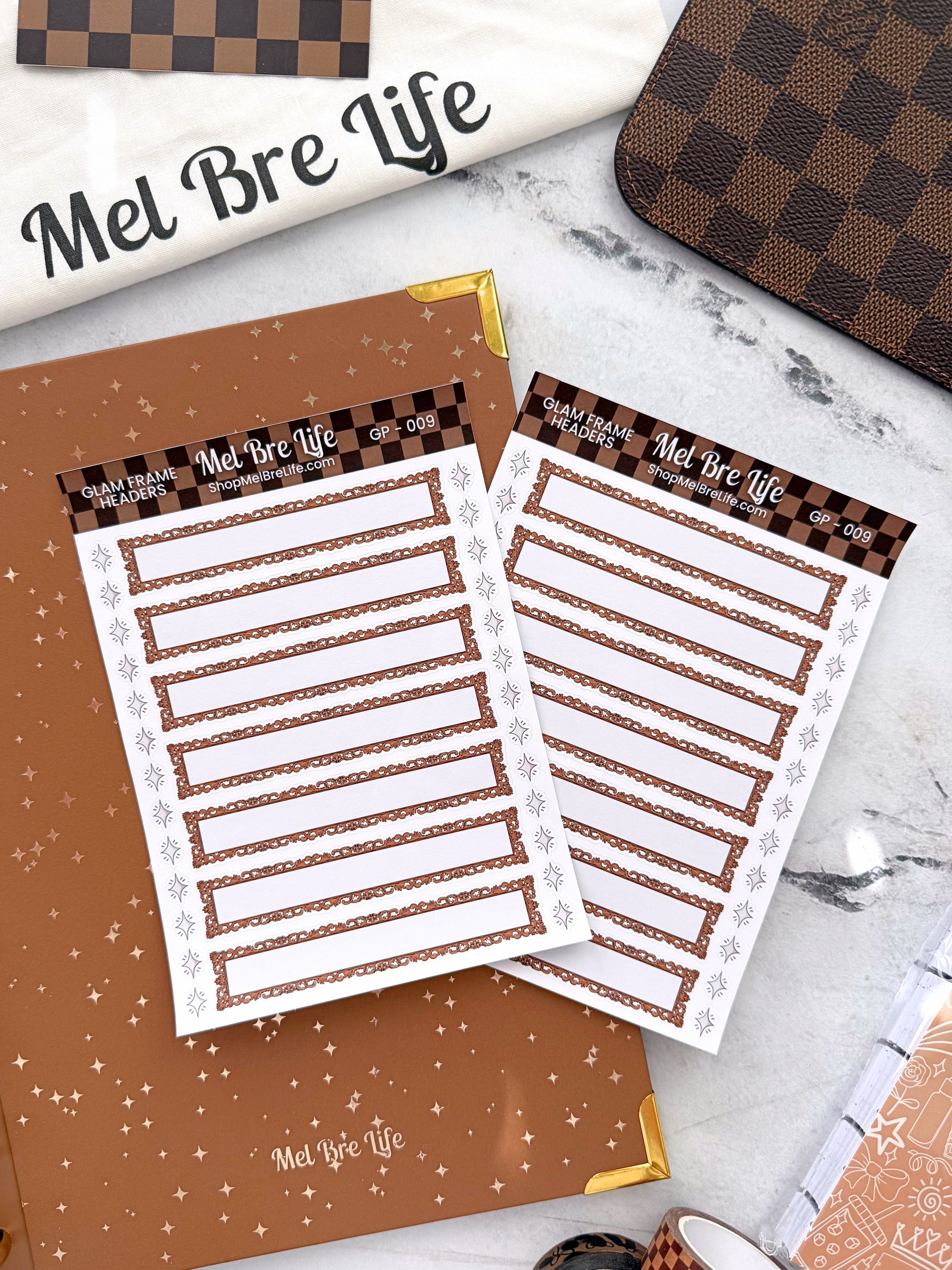 Glam Frame Headers Sticker Sheet | Glam Plans Collection