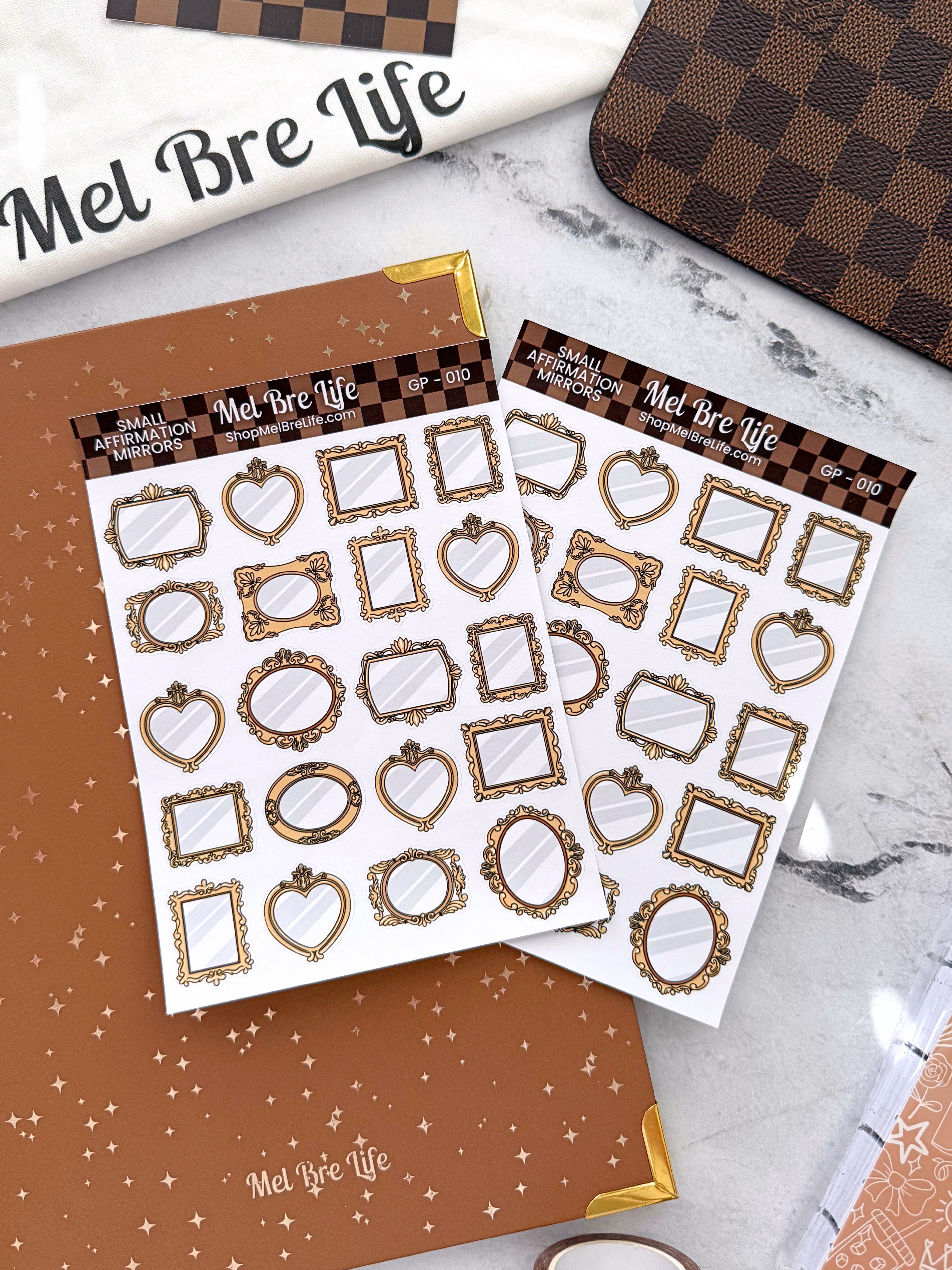 Small Affirmation Mirrors Sticker Sheet | Glam Plans Collection