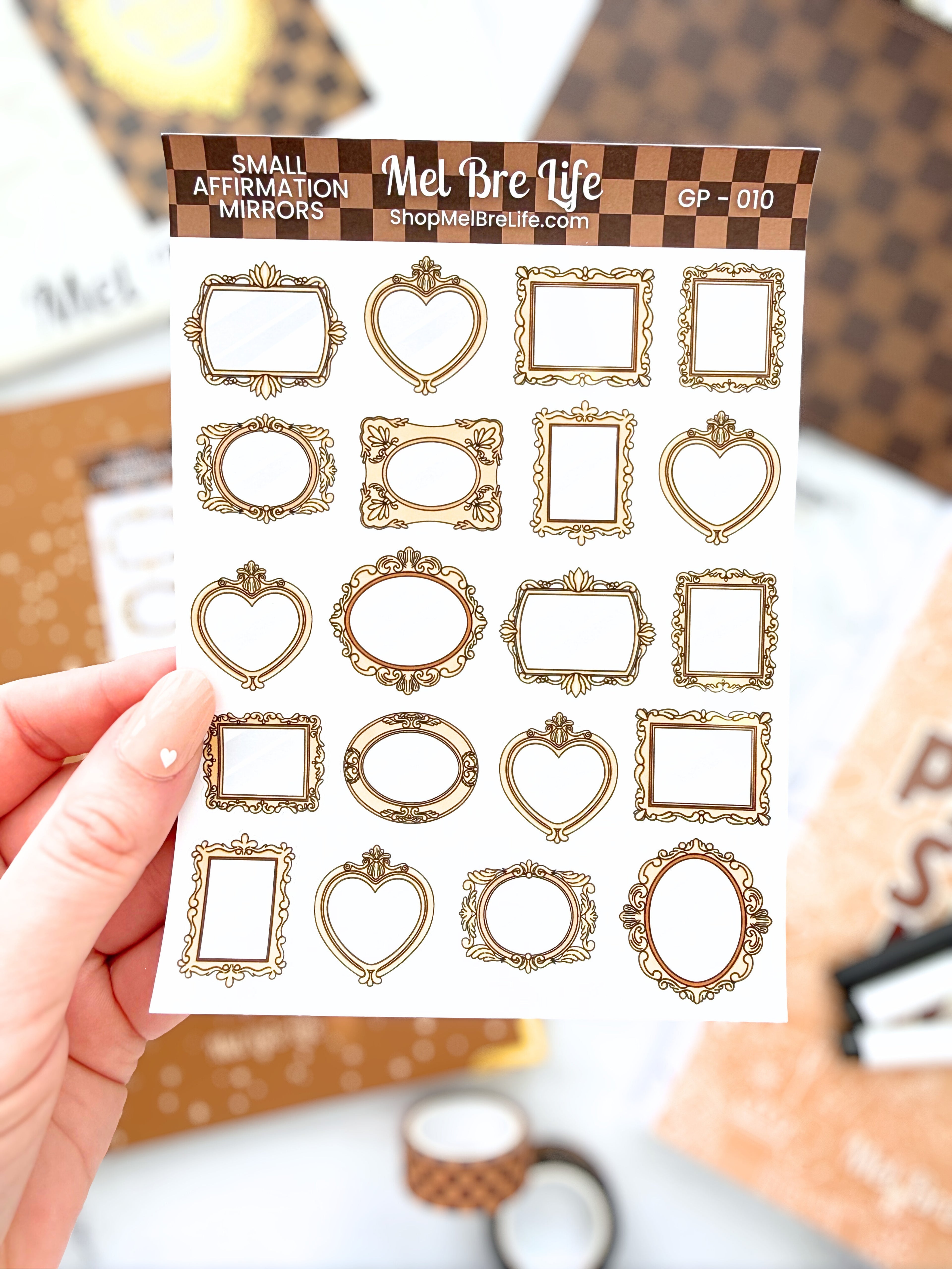 Small Affirmation Mirrors Sticker Sheet | Glam Plans Collection