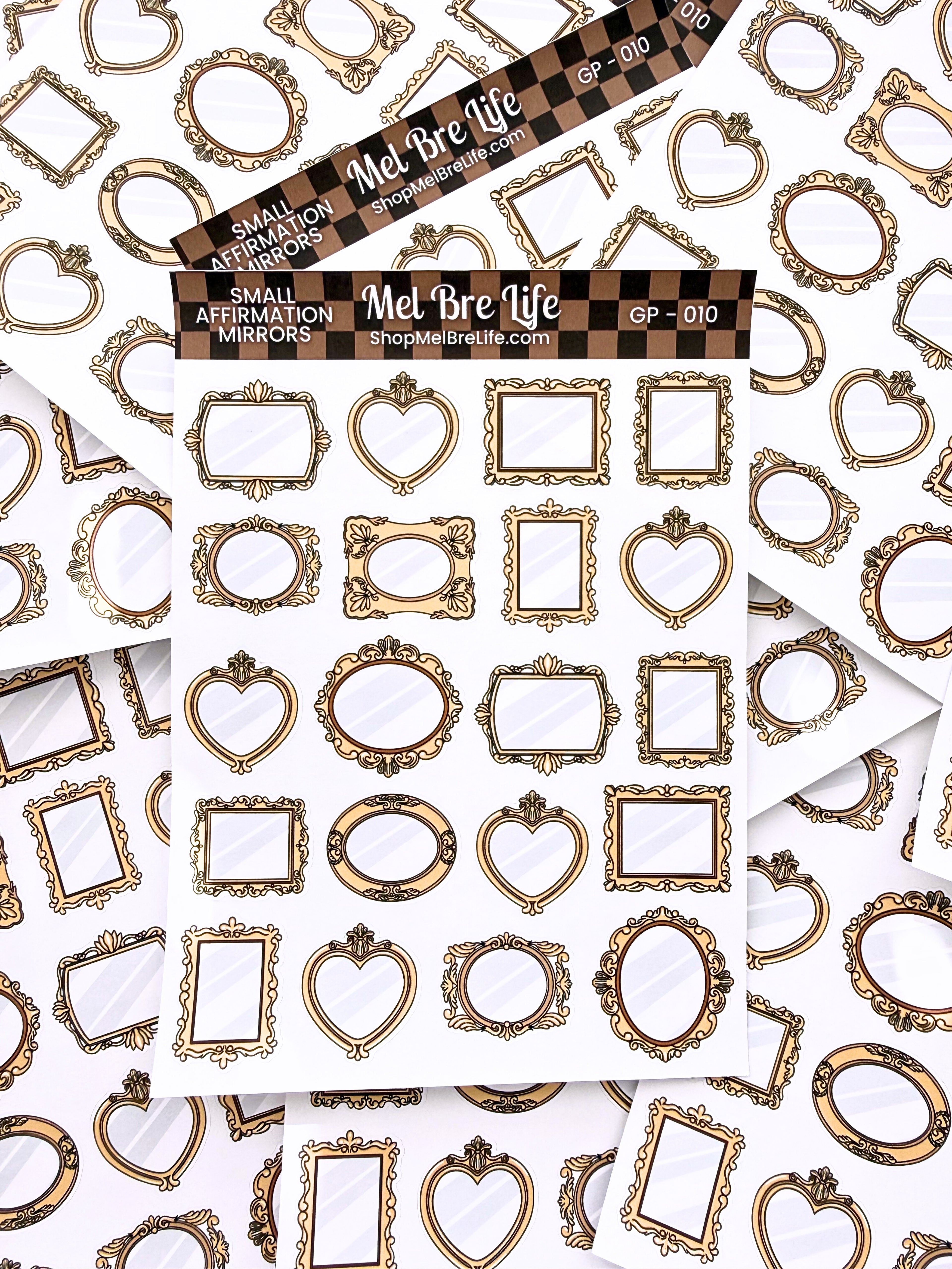 Small Affirmation Mirrors Sticker Sheet | Glam Plans Collection