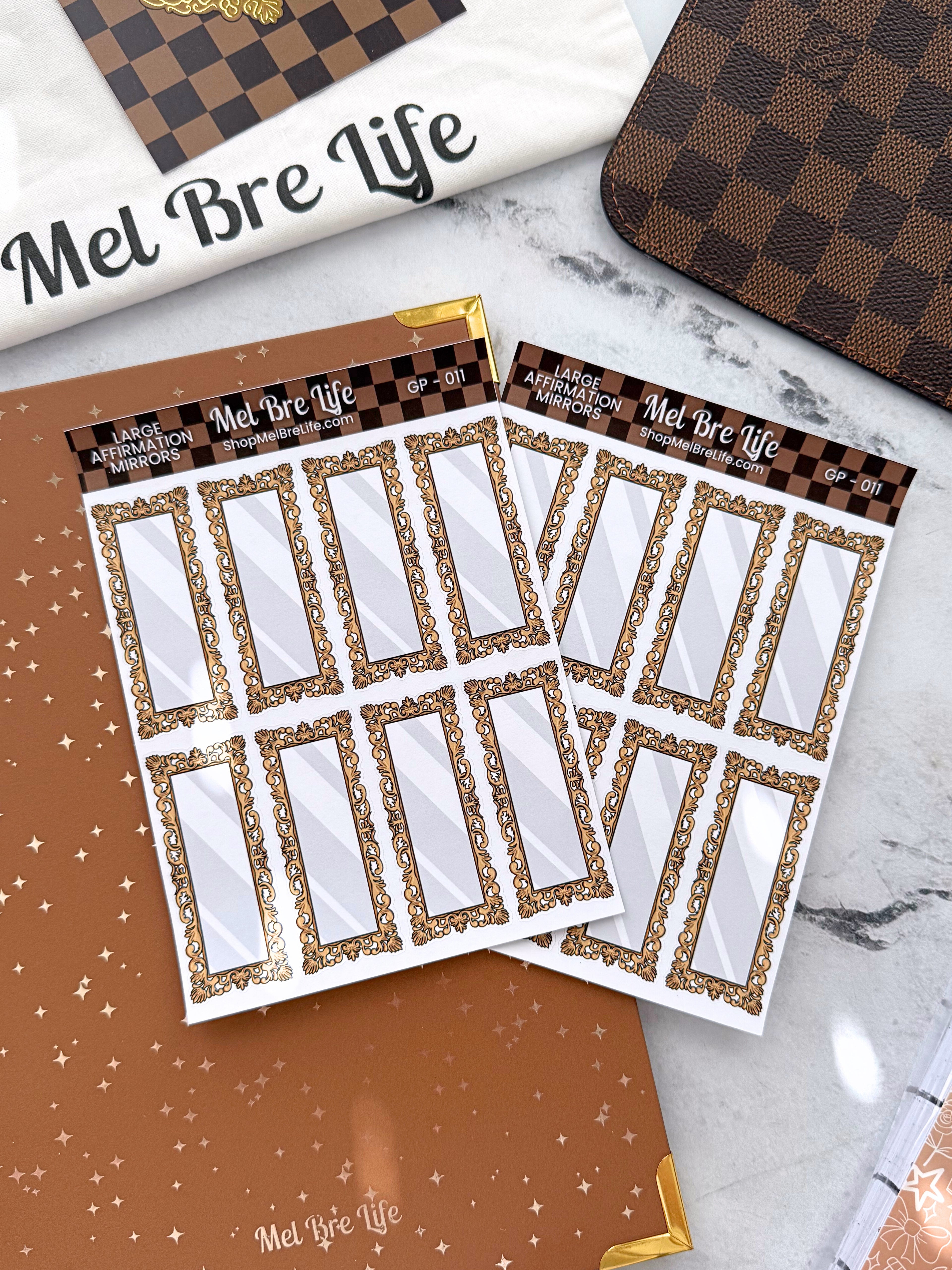 Large Affirmation Mirrors Sticker Sheet | Glam Plans Collection
