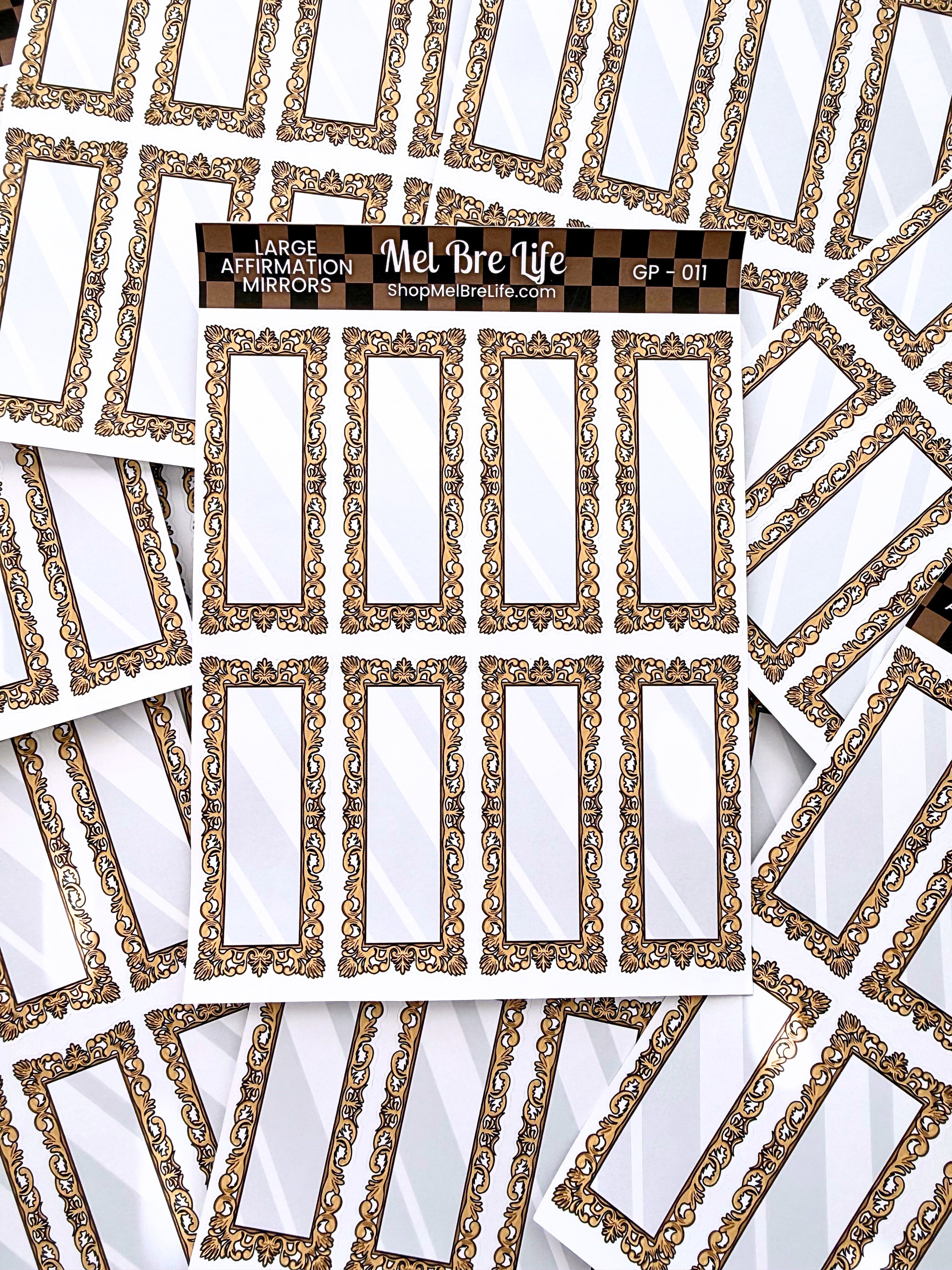 Large Affirmation Mirrors Sticker Sheet | Glam Plans Collection
