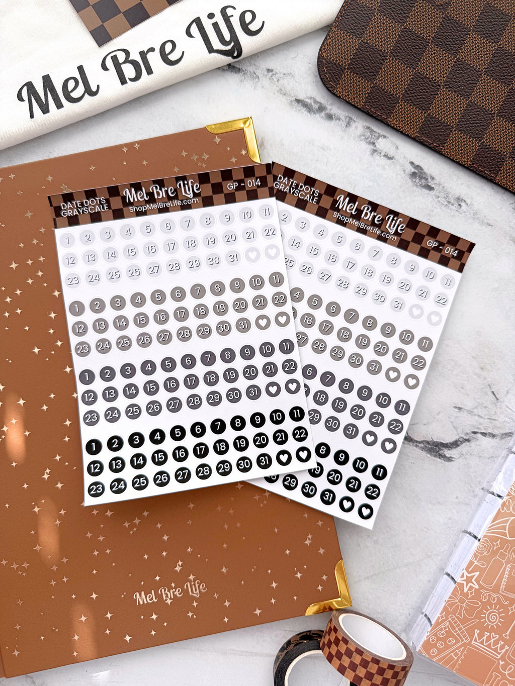 Grayscale Date Dots Sticker Sheet | Glam Plans Collection