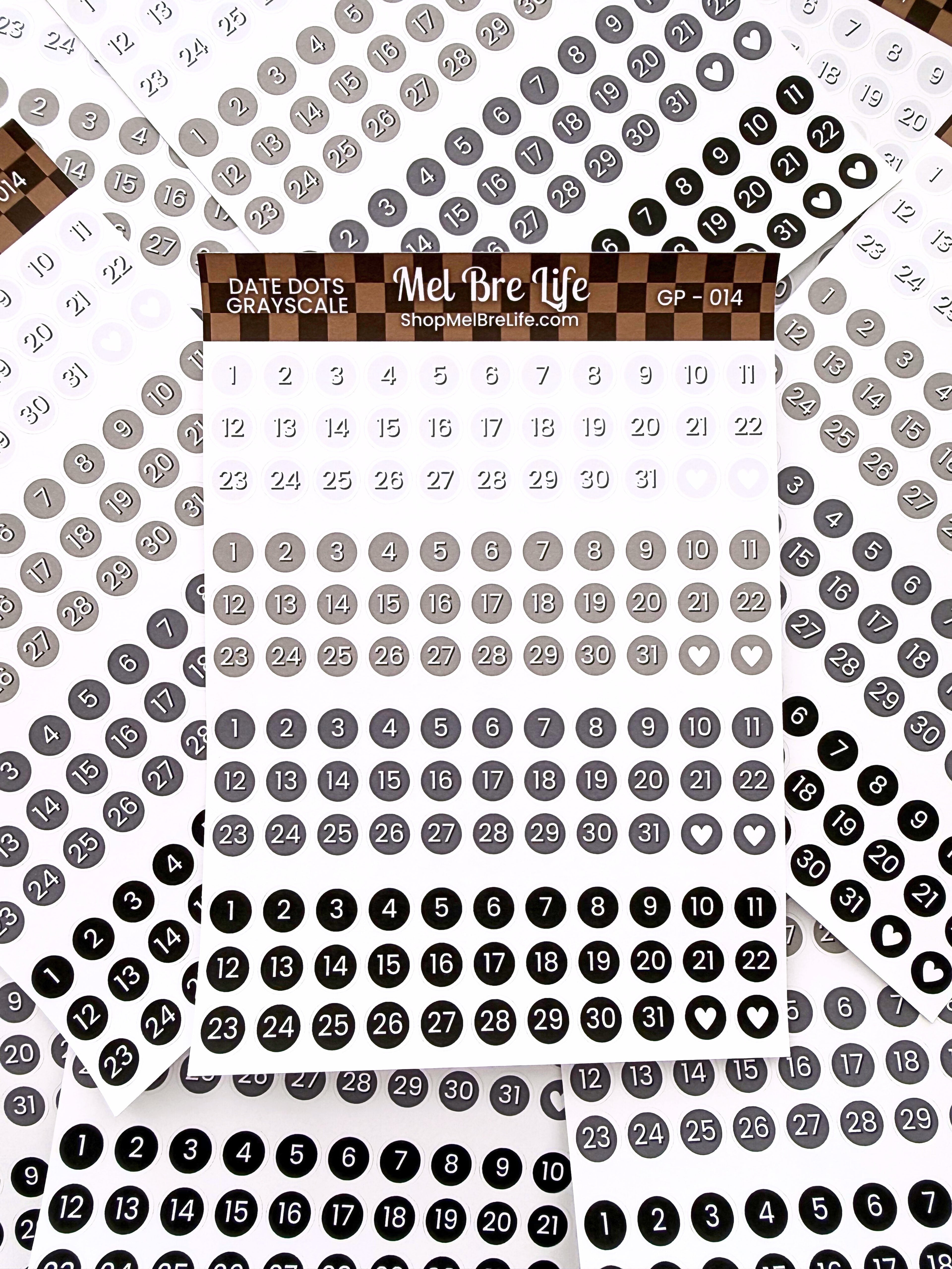 Grayscale Date Dots Sticker Sheet | Glam Plans Collection