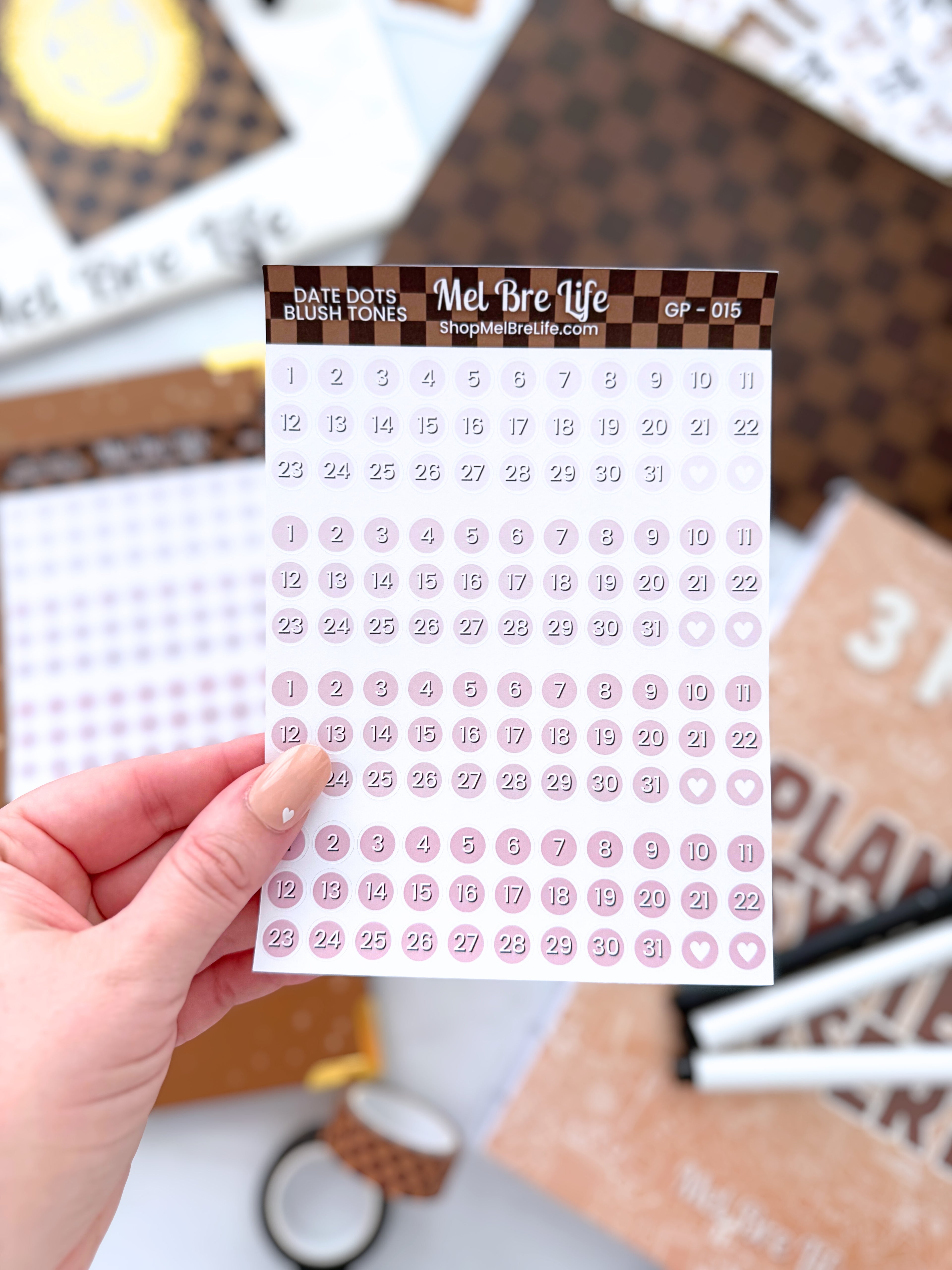 Blush Tone Date Dots Sticker Sheet | Glam Plans Collection