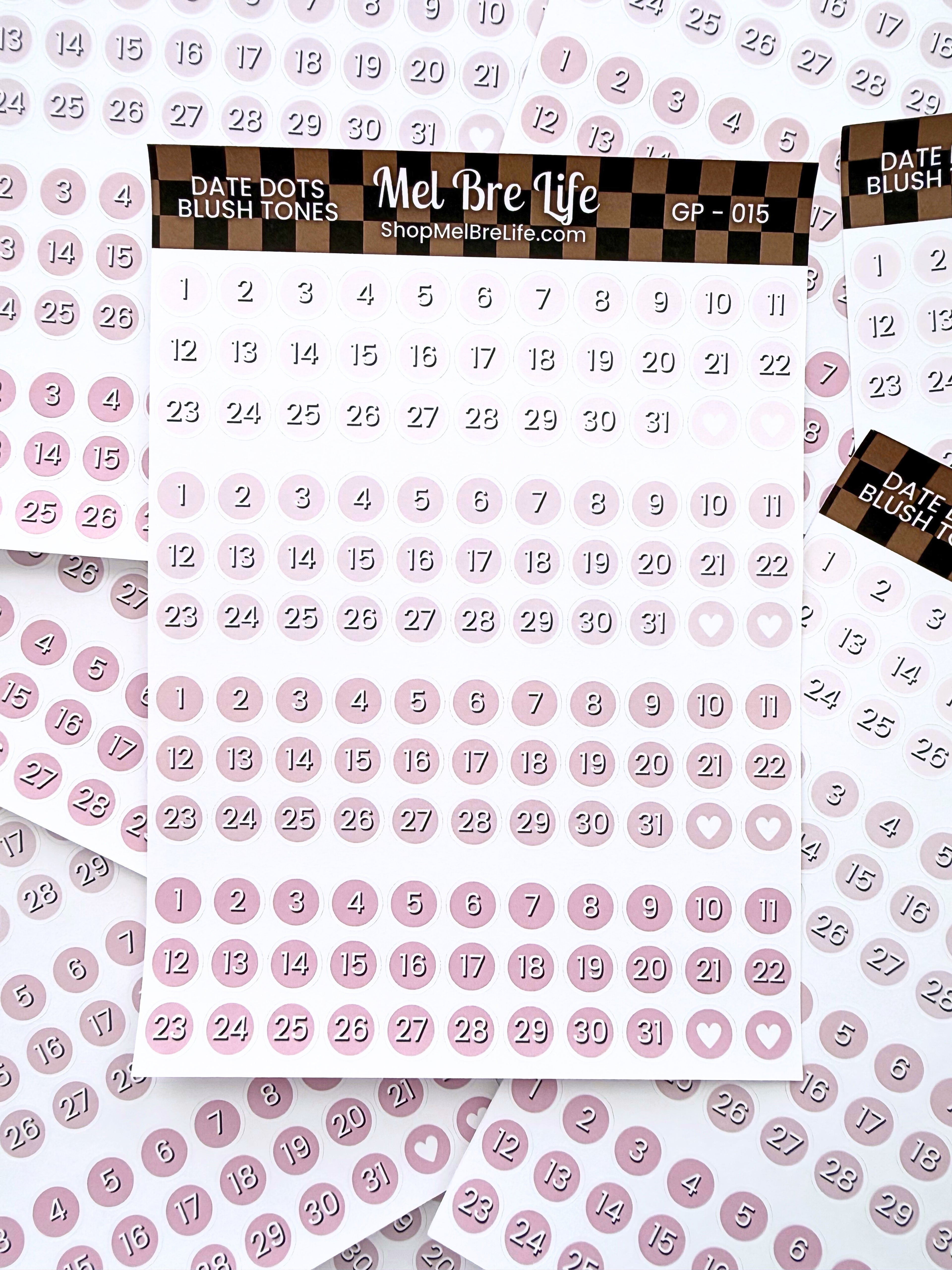 Blush Tone Date Dots Sticker Sheet | Glam Plans Collection