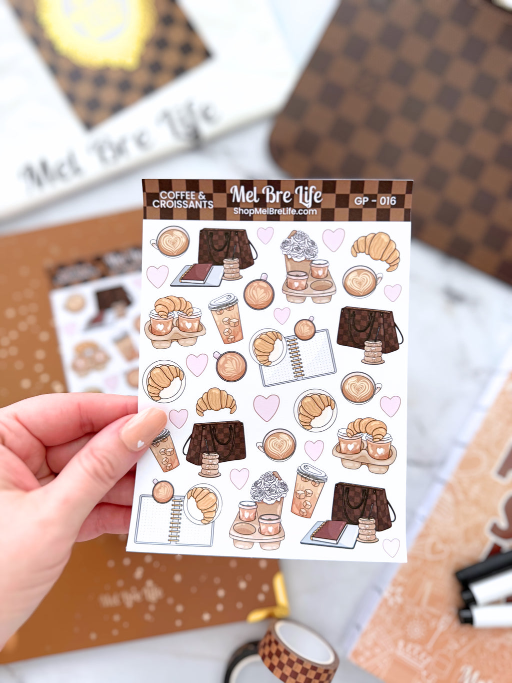 Coffee & Croissants Sticker Sheet | Glam Plans Collection