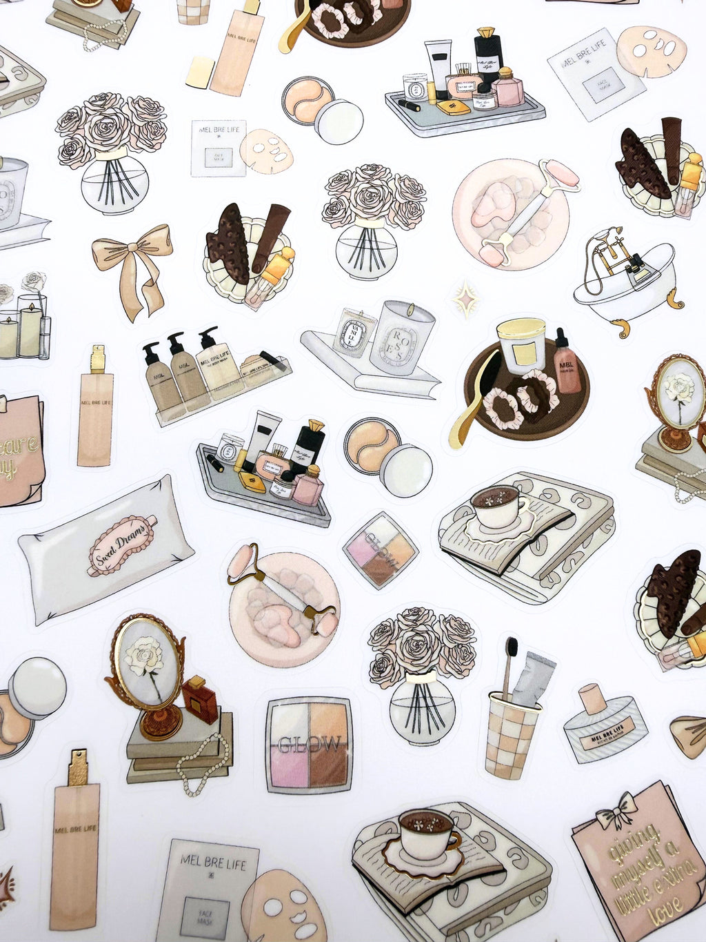 Glam Plans Collection - The Self-Care Edit 008 | Luxe Clear Matte Planner Sticker Sheet