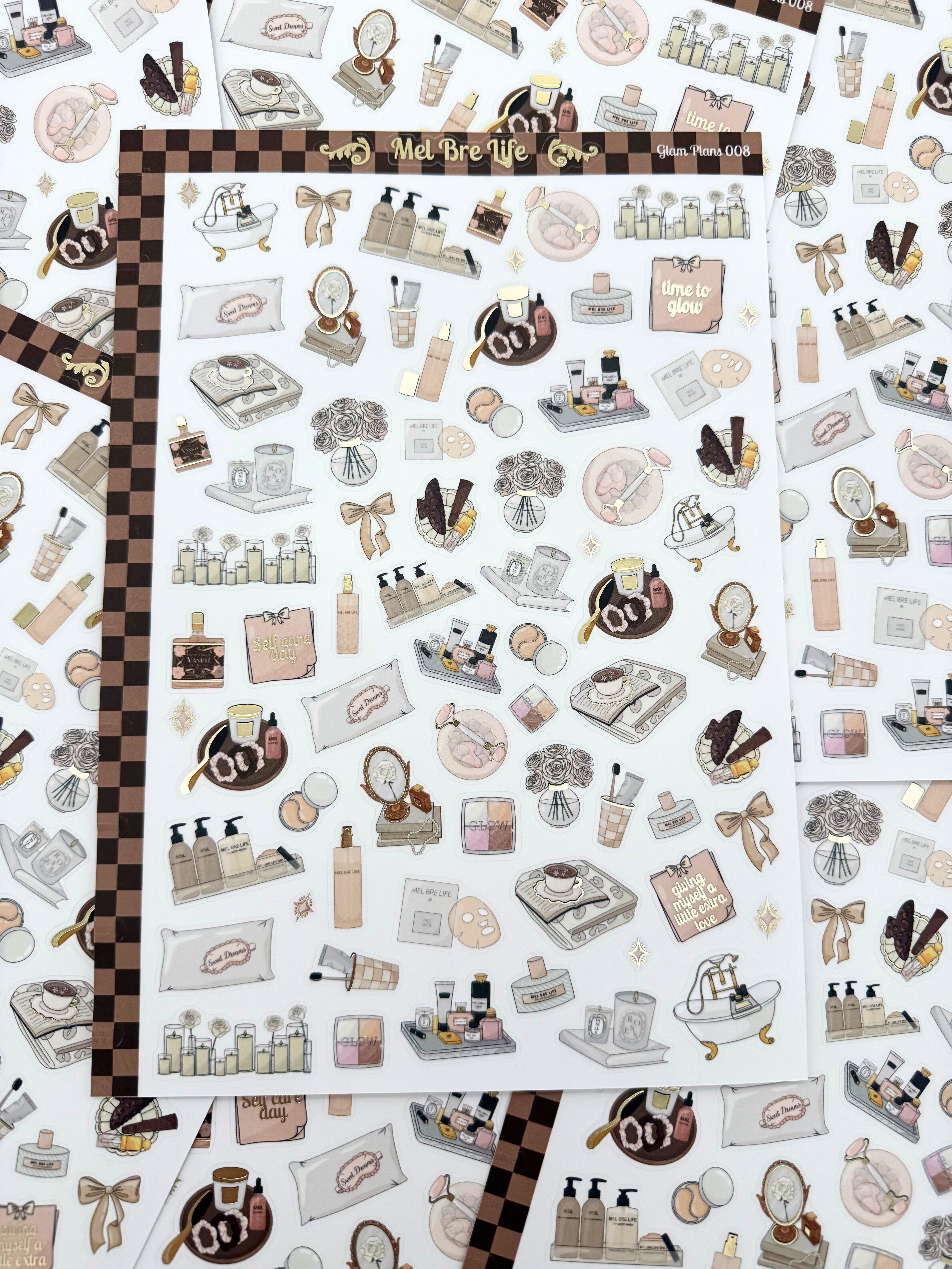 Glam Plans Collection - The Self-Care Edit 008 | Luxe Clear Matte Planner Sticker Sheet