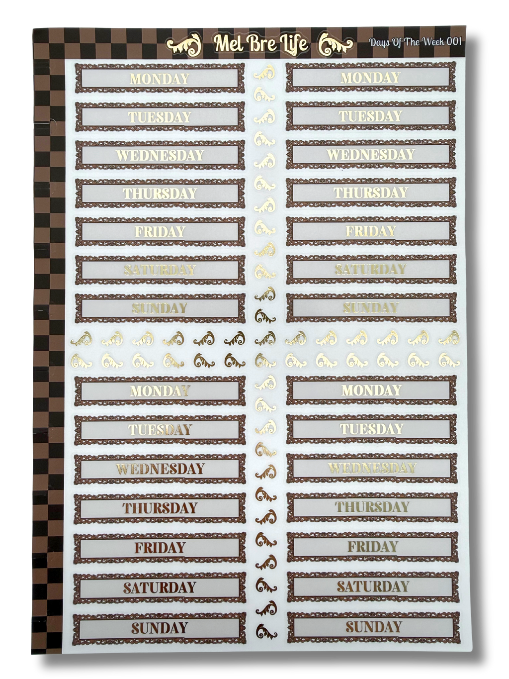 Glam Plans Days of the Week Sticker Sheet | Luxe Clear Matte Planner Stickers