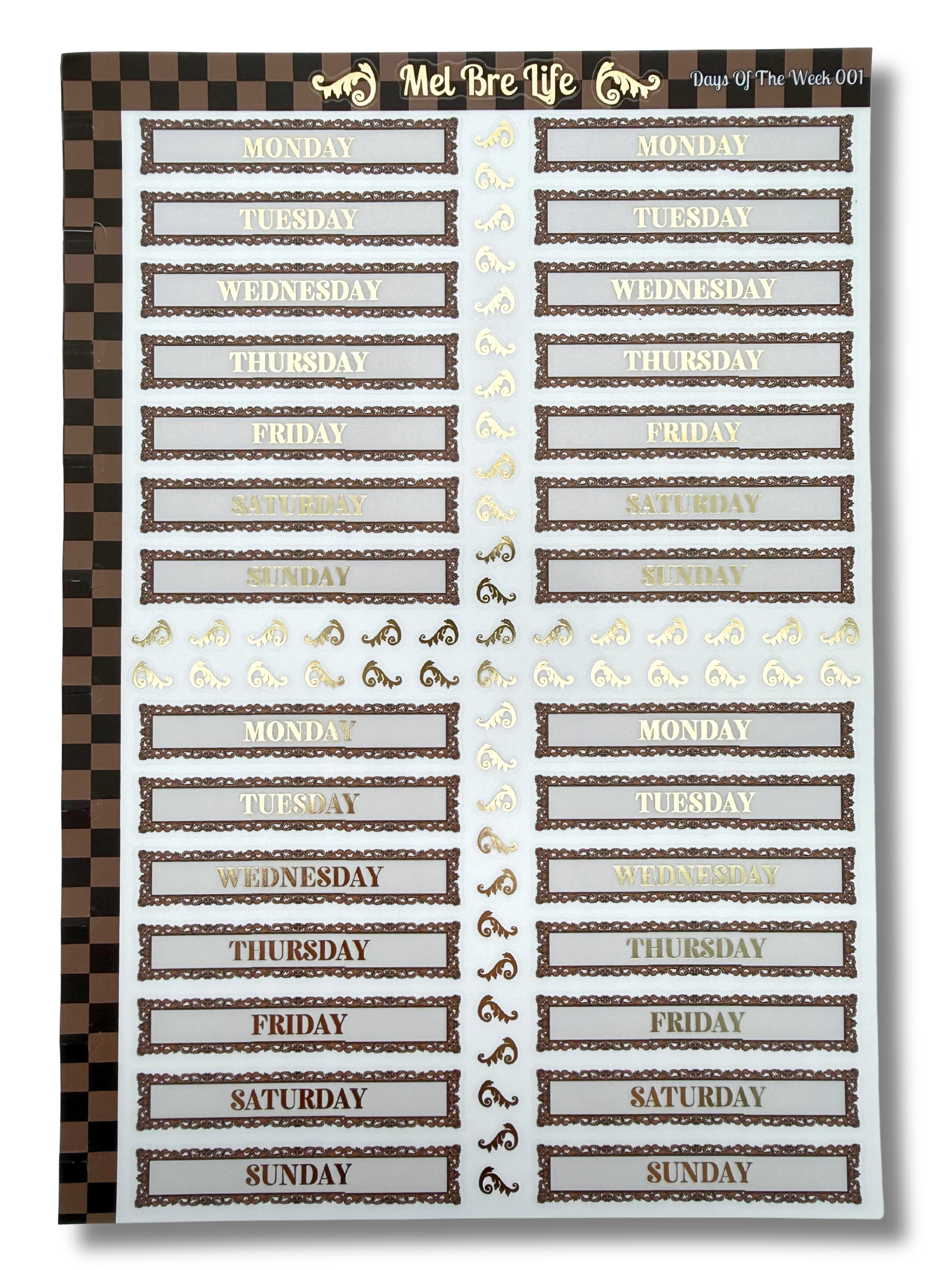 Glam Plans Days of the Week Sticker Sheet | Luxe Clear Matte Planner Stickers