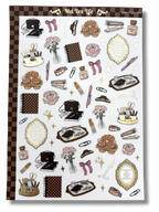 Luxe clear matte planner sticker sheet with gold foil accents. Disc-punched 7×10 sheet with a cozy, feminine desk aesthetic.