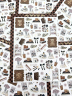 Clear matte glam planner sticker sheet with gold foil accents featuring lifestyle icons, home décor, beauty details, florals, and planning supplies