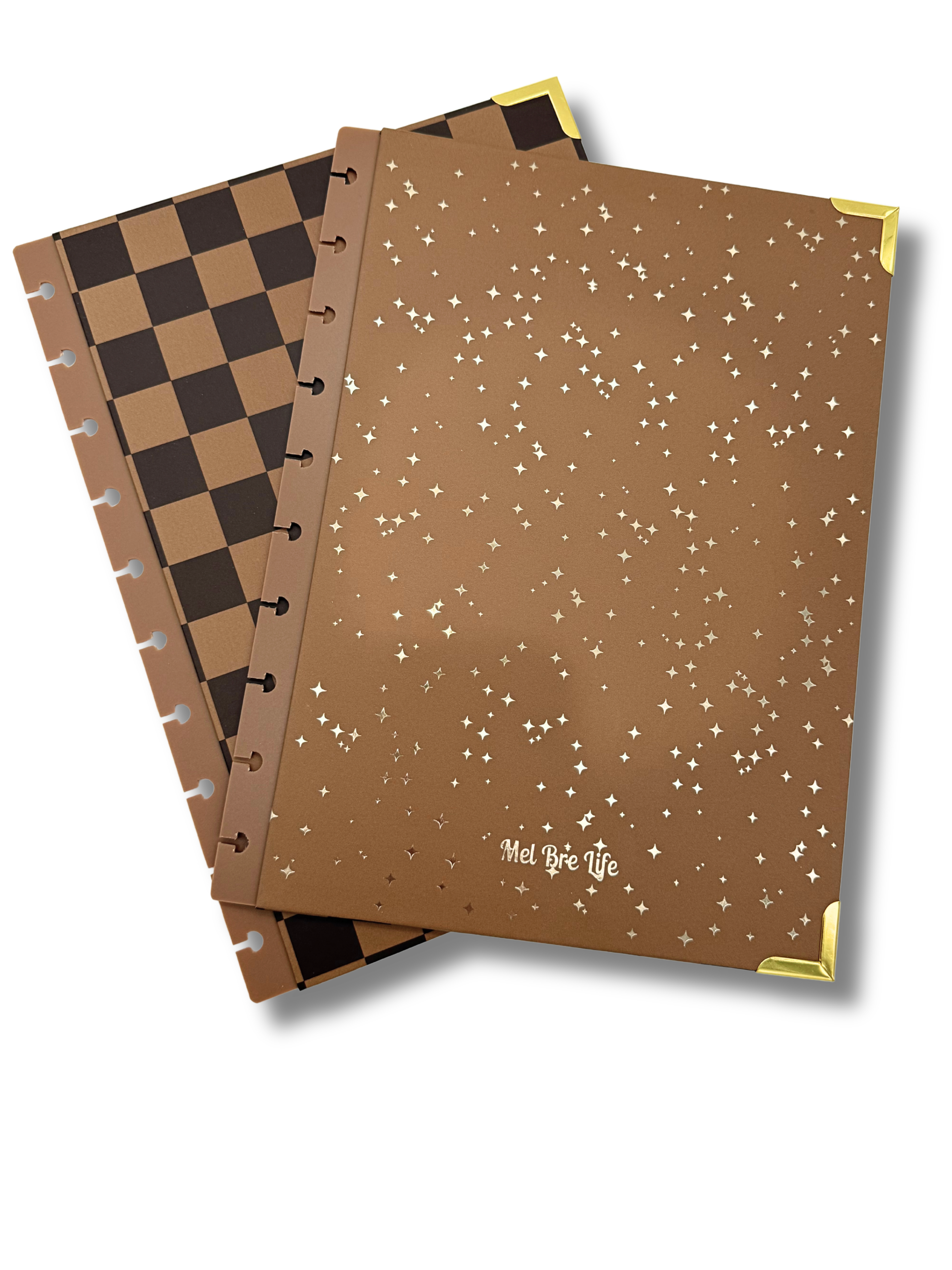 Glam Plans Planner Cover + Discs | Double-Sided Neutral Design with Gold Foil