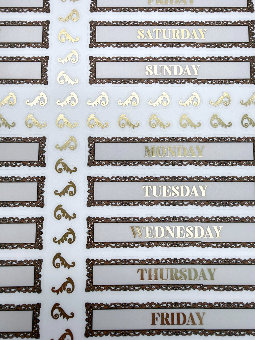 Glam Plans Days of the Week Sticker Sheet | Luxe Clear Matte Planner Stickers