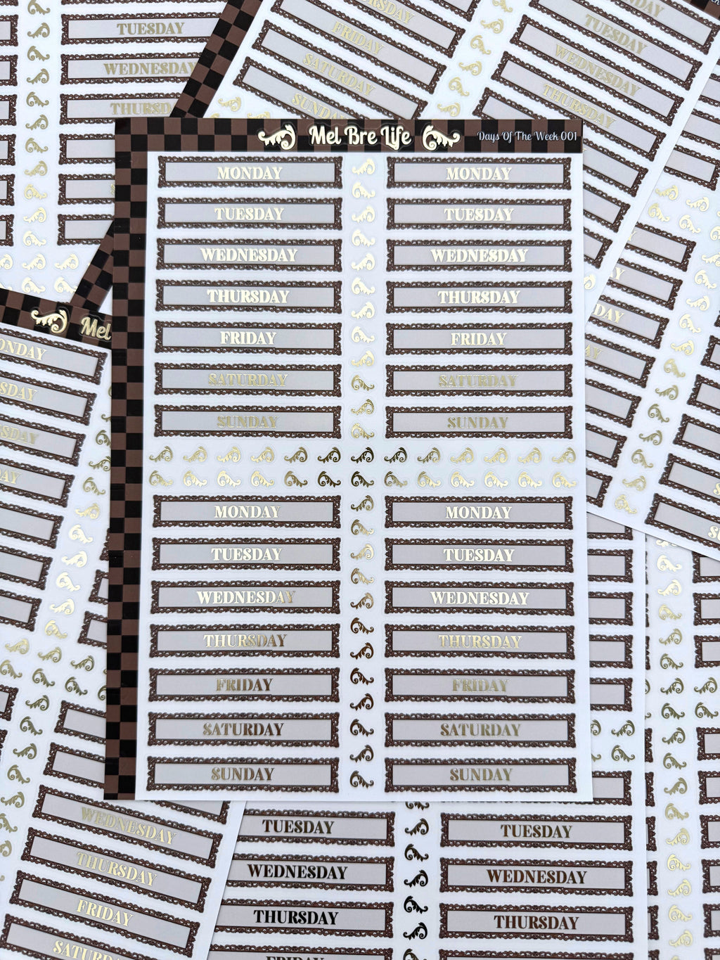 Glam Plans Days of the Week Sticker Sheet | Luxe Clear Matte Planner Stickers