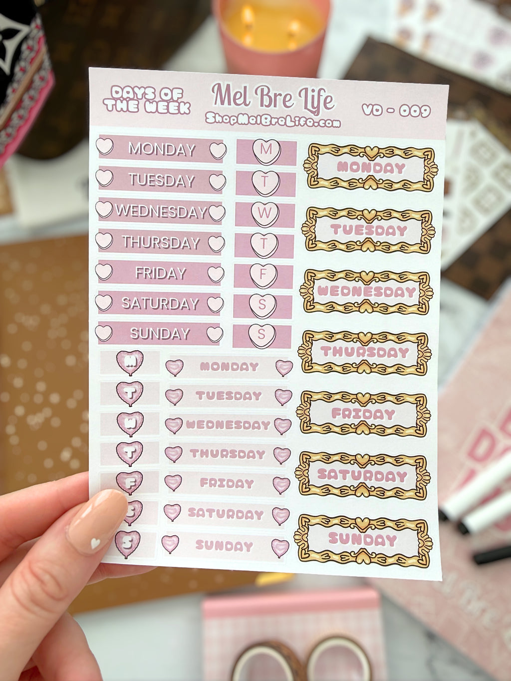 Days of the Week Sticker Sheet | Valentine’s Collection