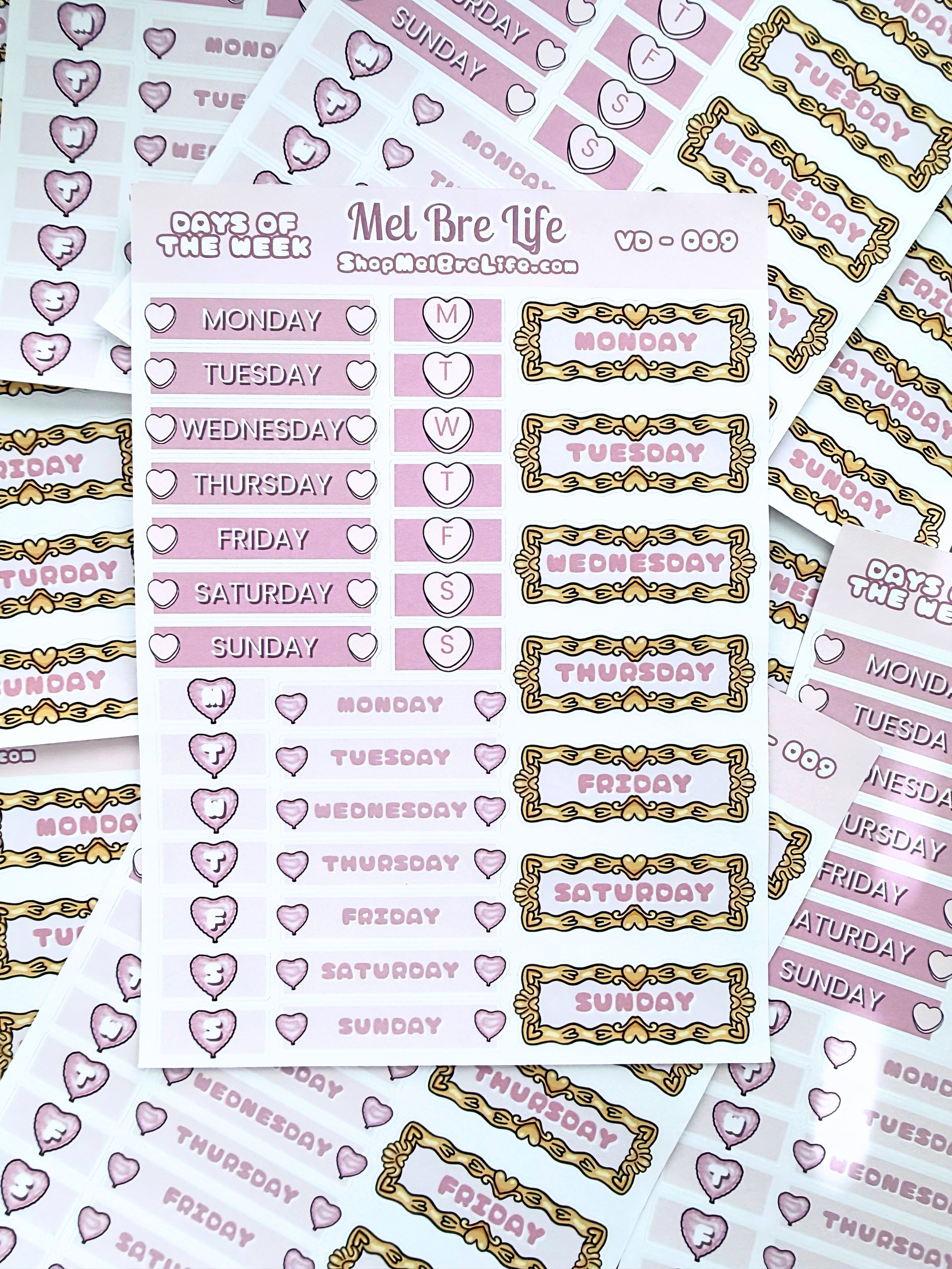 Days of the Week Sticker Sheet | Valentine’s Collection