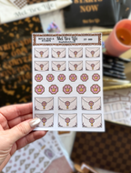 Fairytale Plans Royal Mail and Stamps sticker sheet with crown-sealed envelopes and pink and gold crown stamps