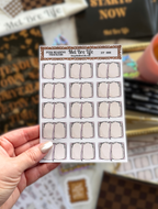 Pink Reading Trackers fairytale planner sticker sheet featuring 15 vintage-inspired open book stickers with soft pink details